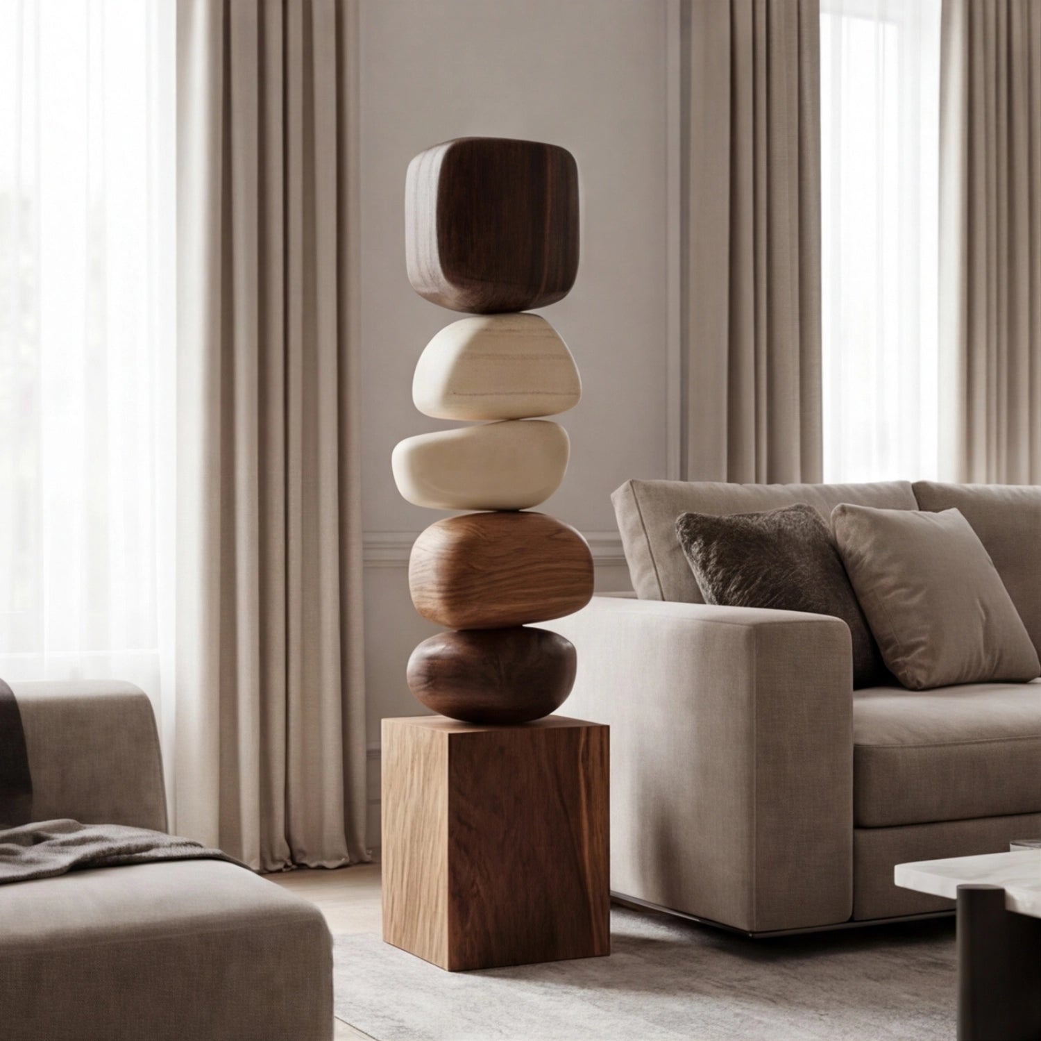 Large Wood Sculpture | Whispering Gradient Cairn