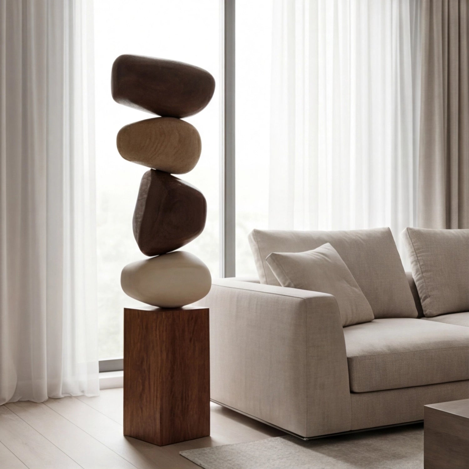 Large Wood Sculpture | Aurora Gradient Totem