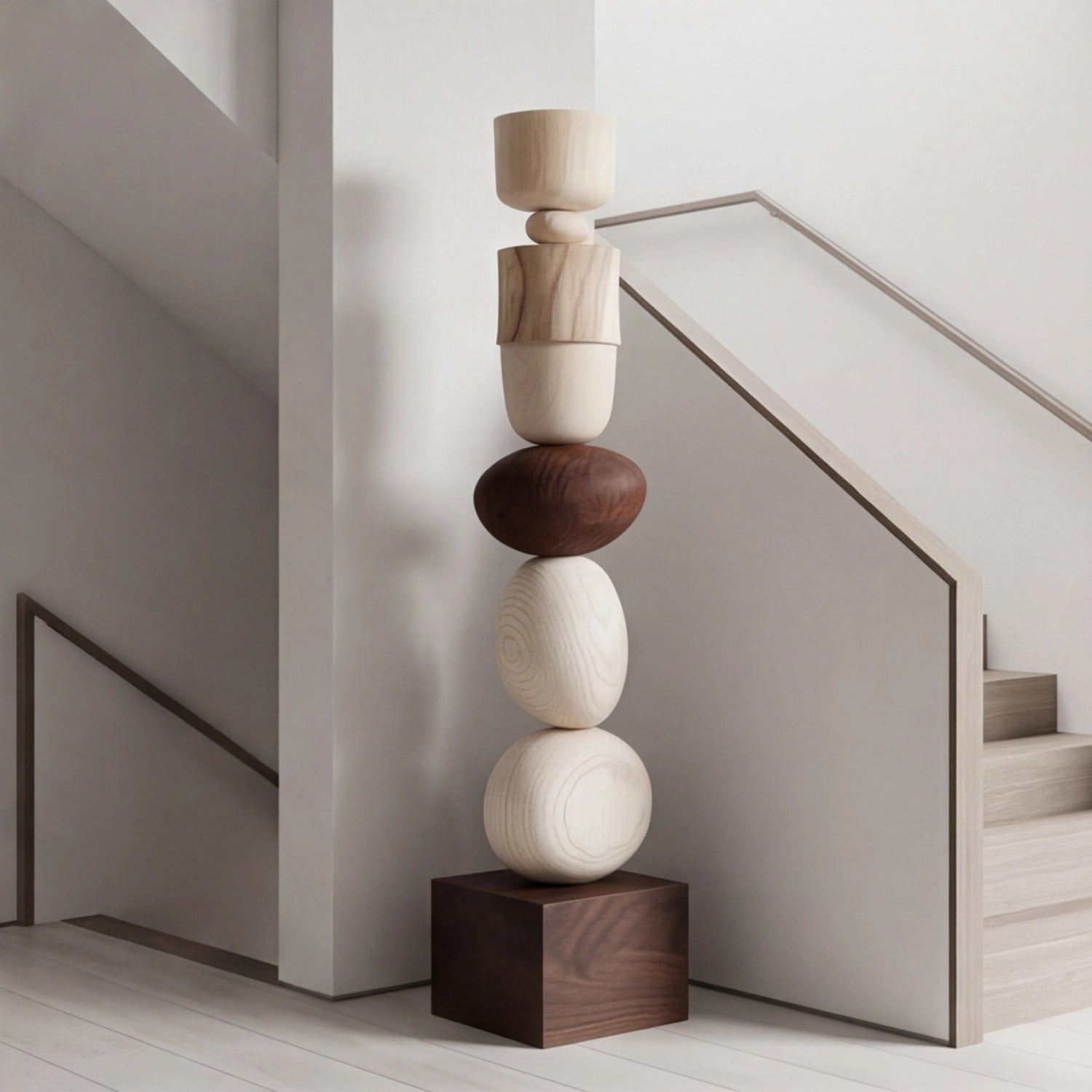 Large Wood Sculpture | Aurora Light Cairn