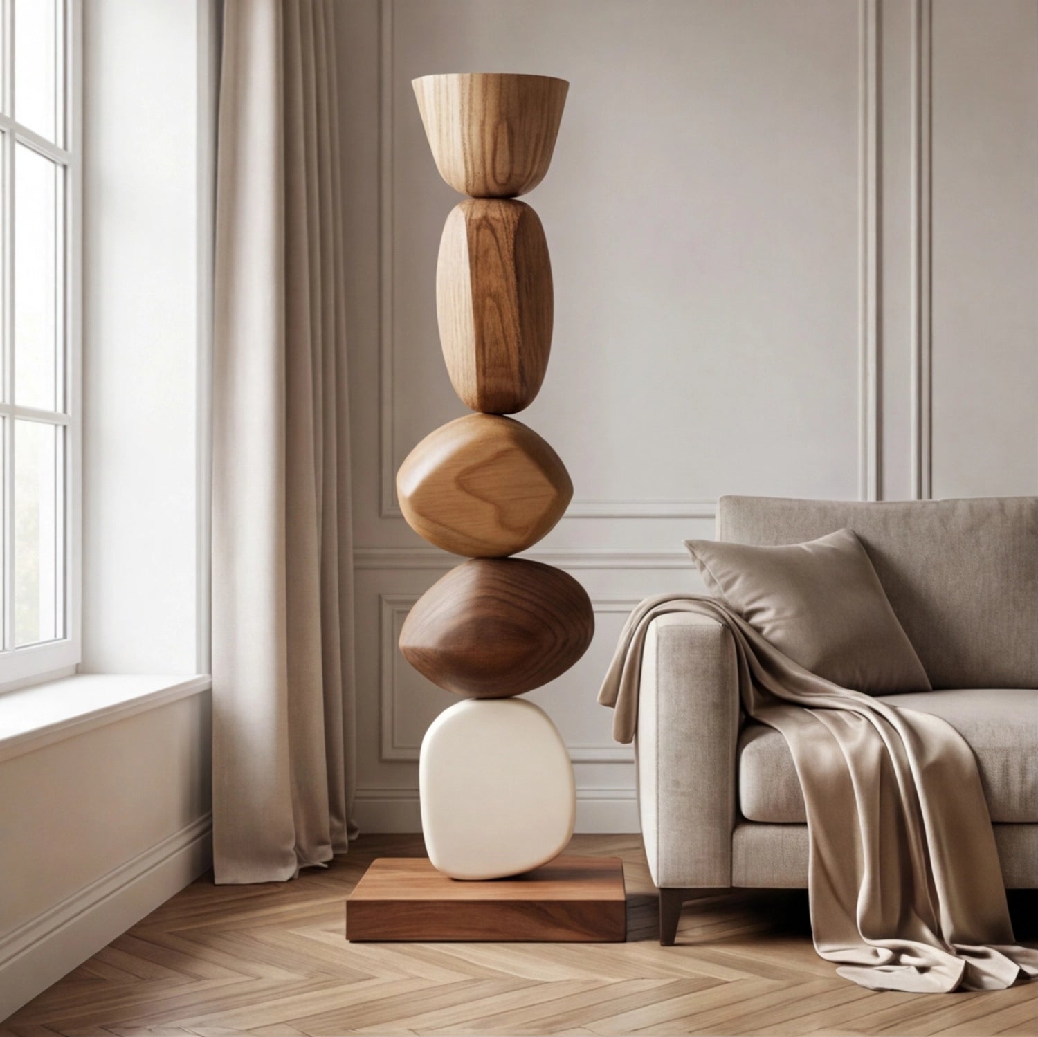 Large Wood Sculpture | Vertical Harmony Totem