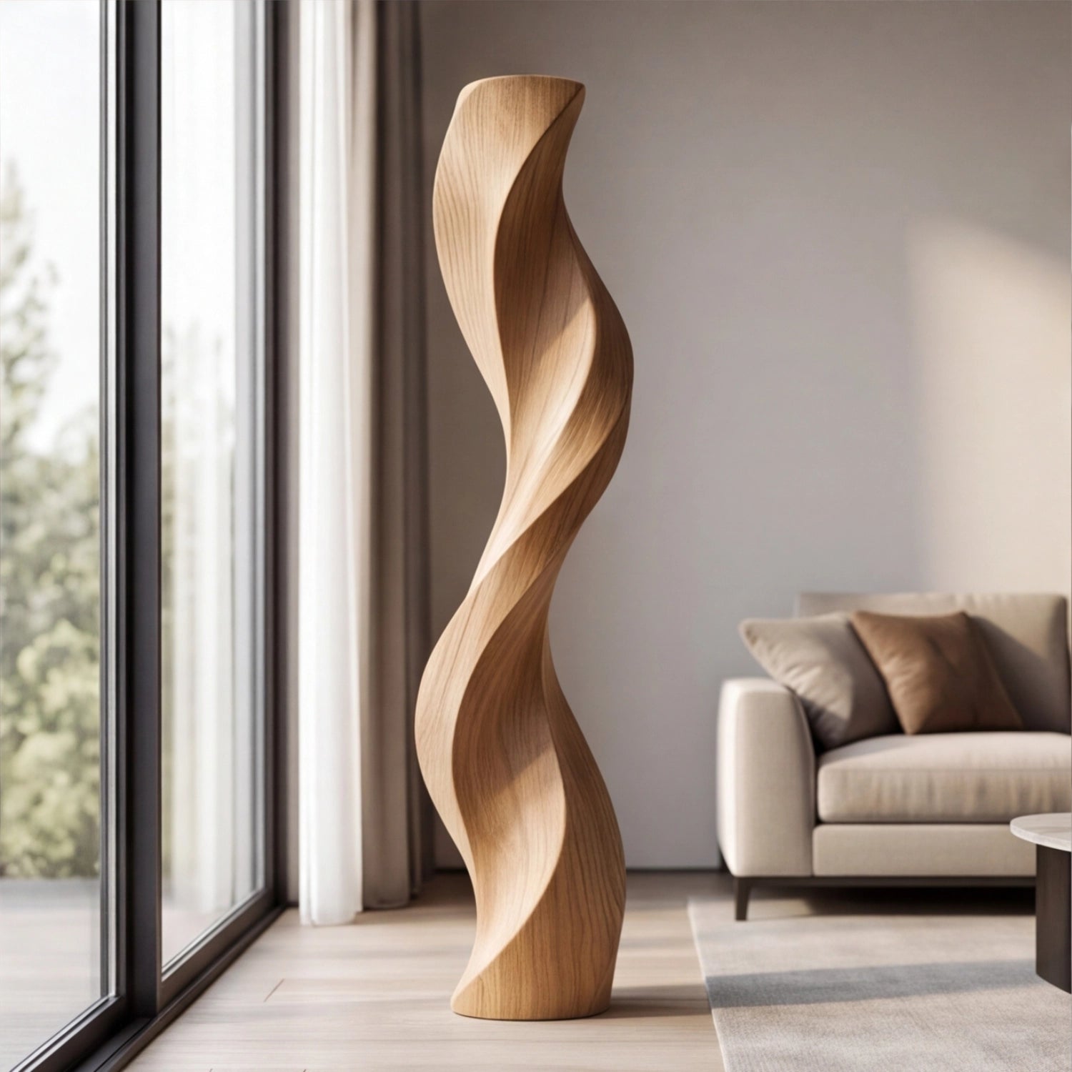 Large Wood Sculpture | Whispering Wave Column