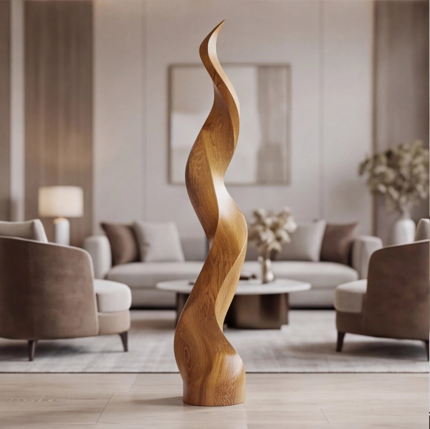 Large Wood Sculpture | Ember Whisper Column
