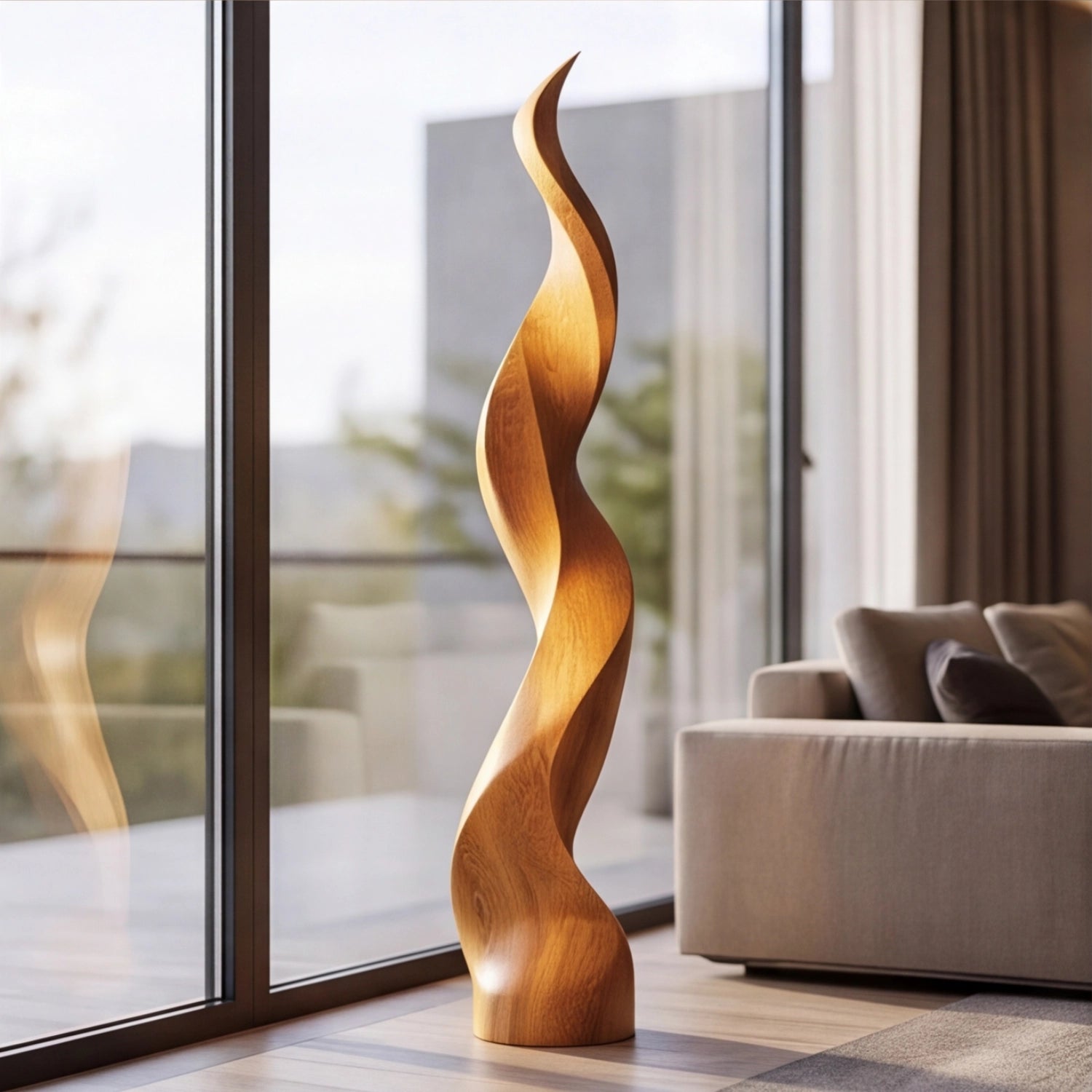 Large Wood Sculpture | Ember Whisper Column