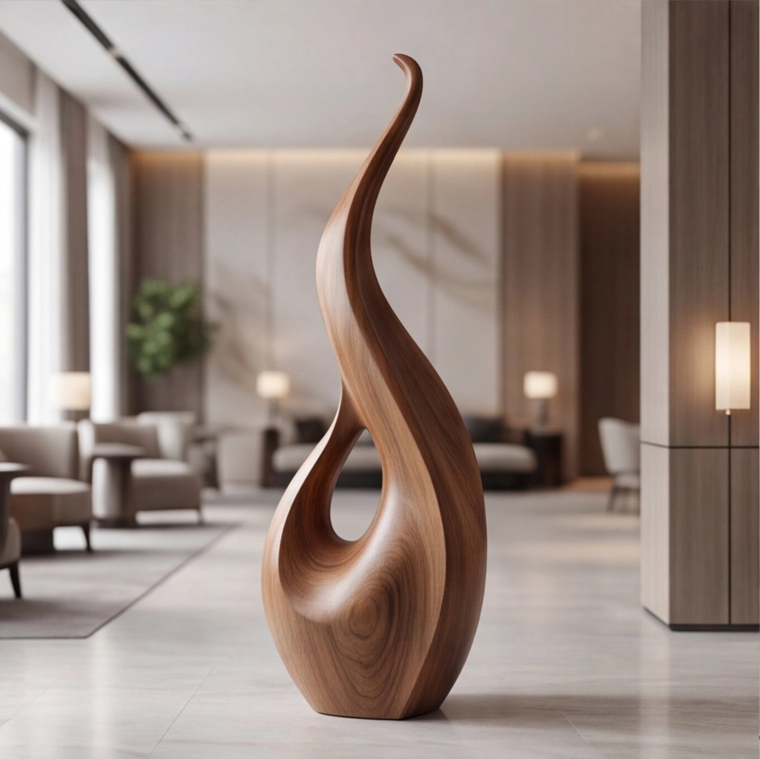 Large Wood Sculpture | Elegant Curve Form