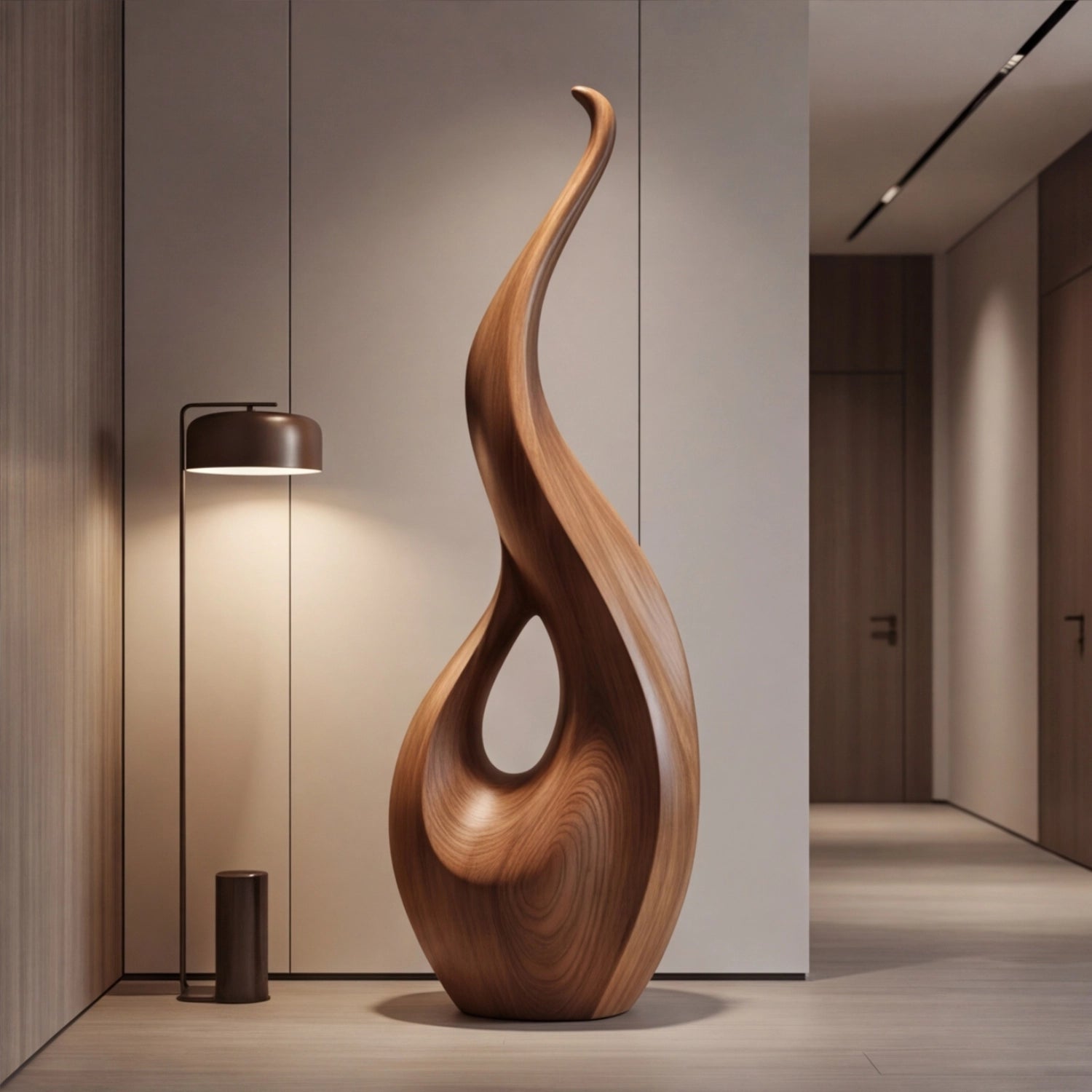Large Wood Sculpture | Elegant Curve Form