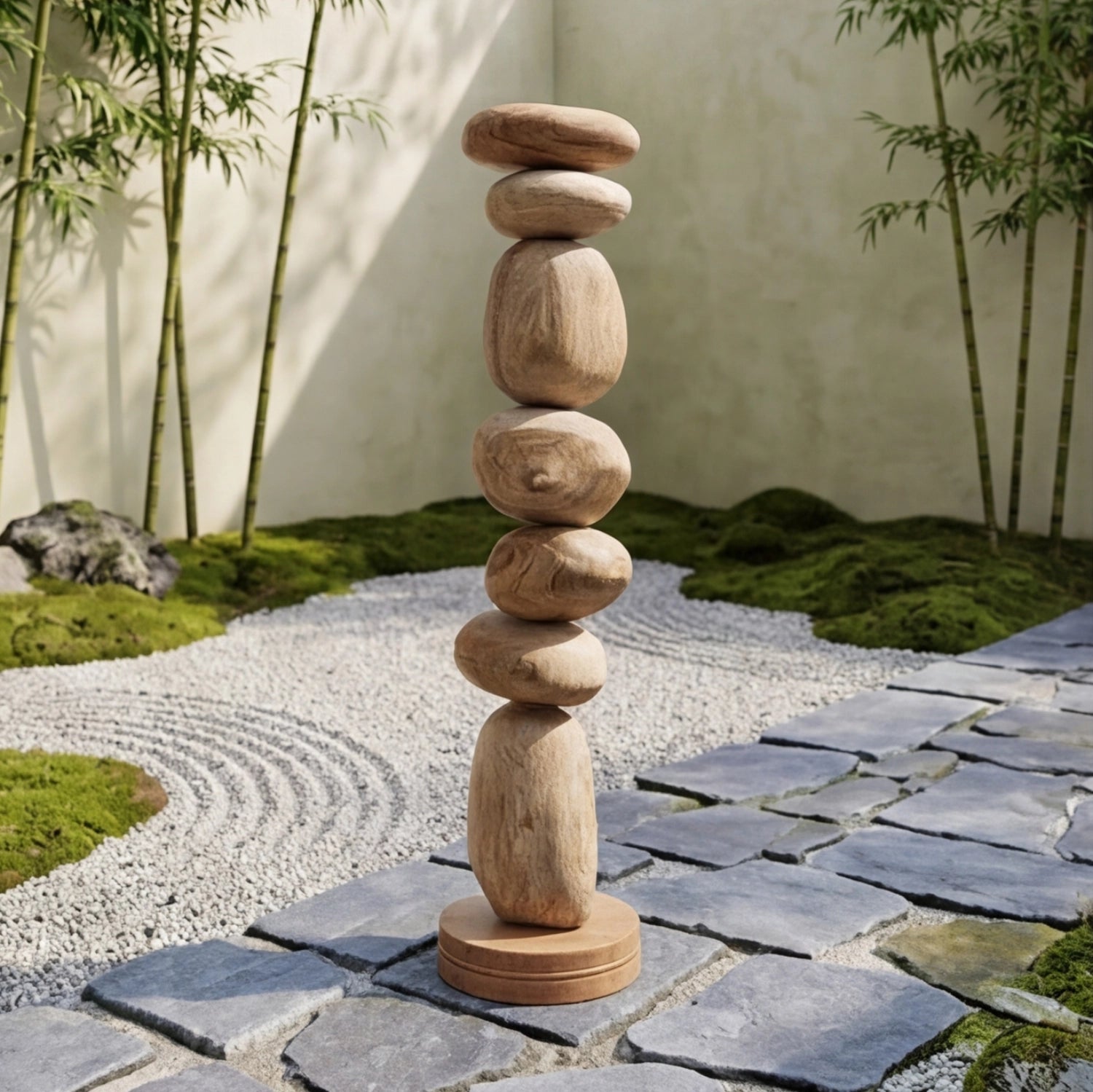 Large Wood Sculpture | Stacked Light Cairn