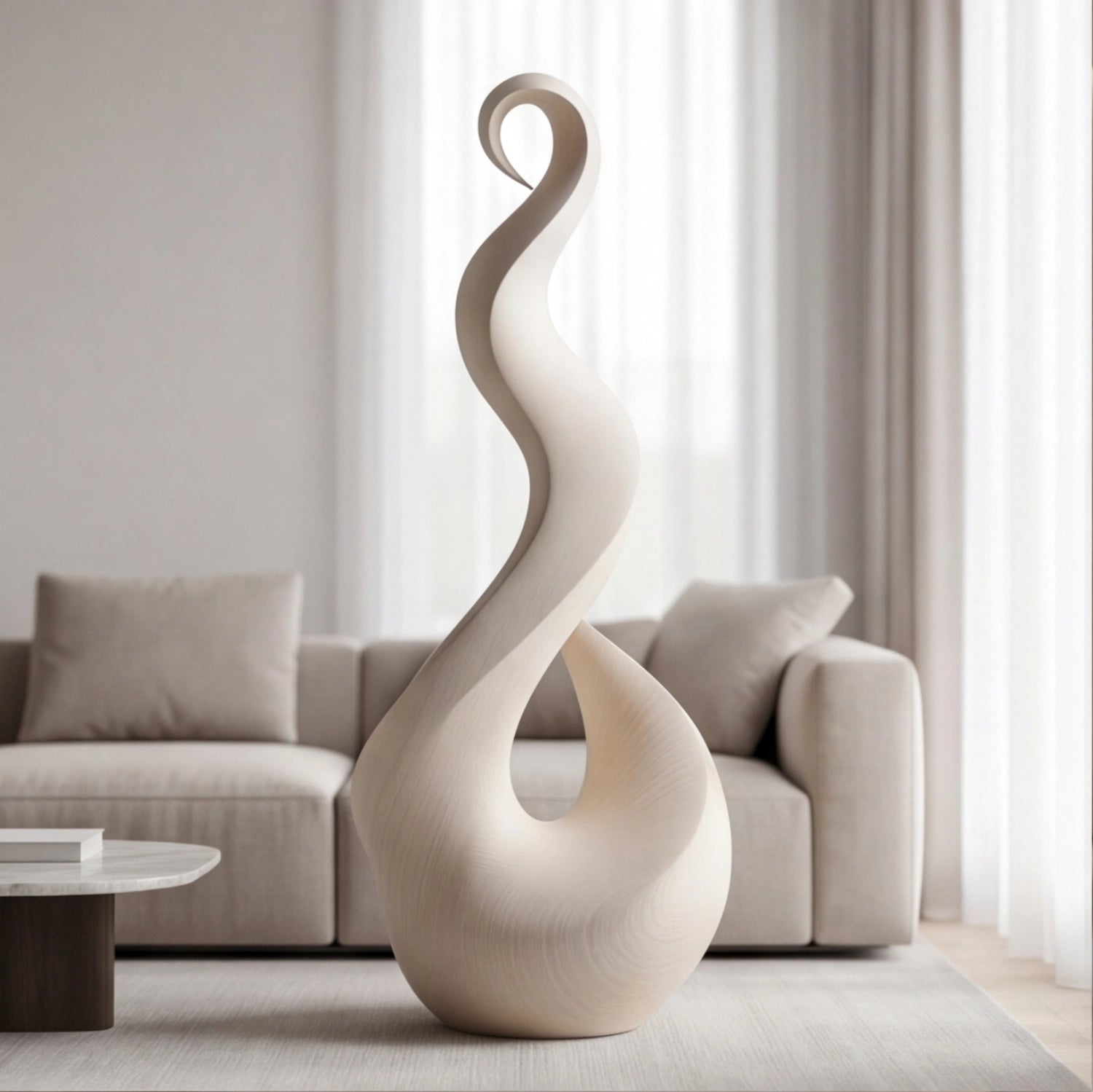 Large Wood Sculpture | Loop & Curve Form