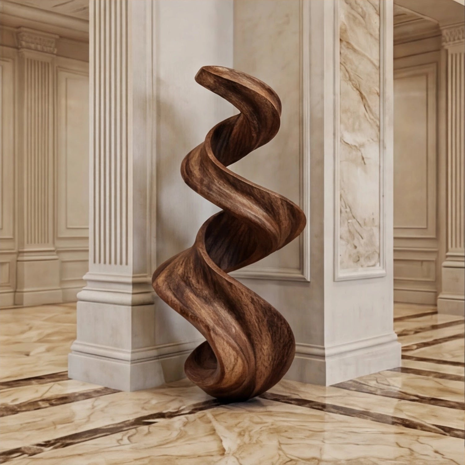Large Wood Sculpture | Helical Flow