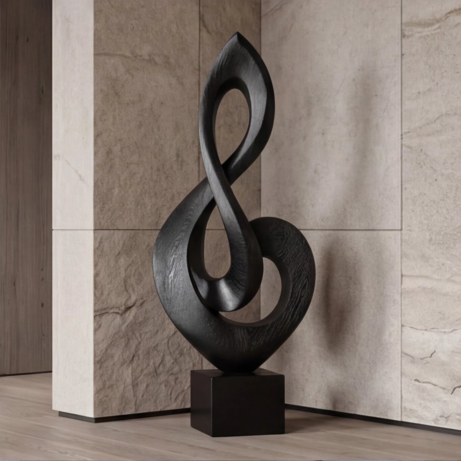 Large Wood Sculpture | Treble Clef Noir