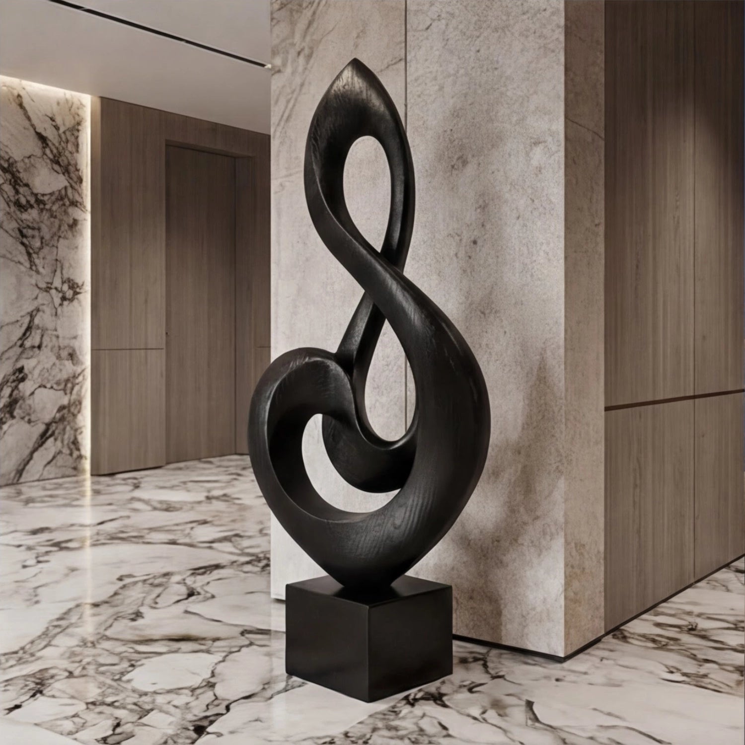 Large Wood Sculpture | Treble Clef Noir