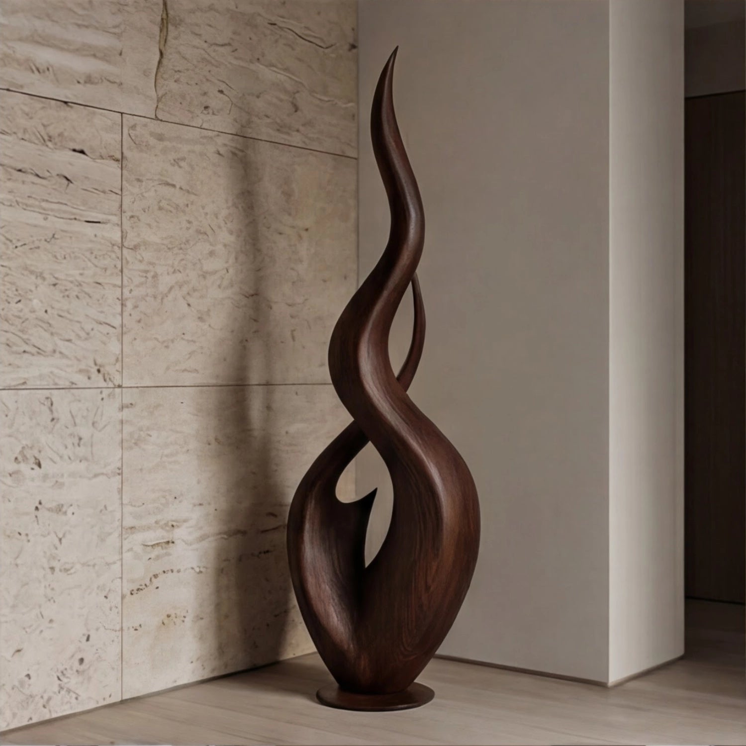 Large Wood Sculpture | Intertwined Flame