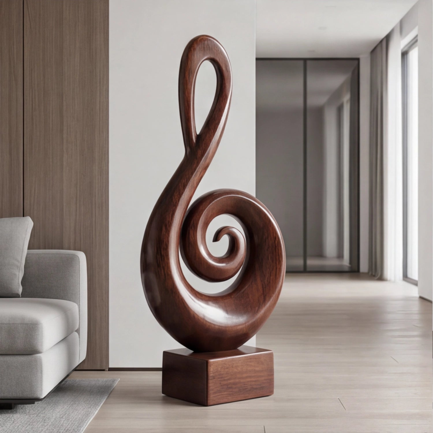 Large Wood Sculpture | Treble Clef Spiral