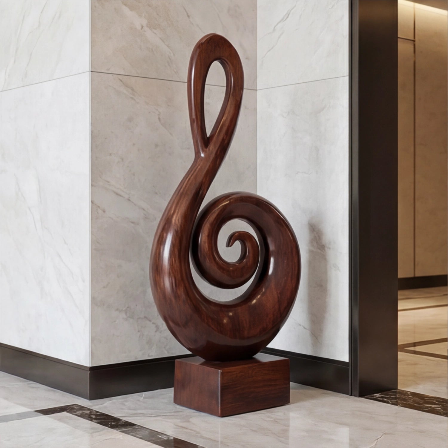 Large Wood Sculpture | Treble Clef Spiral