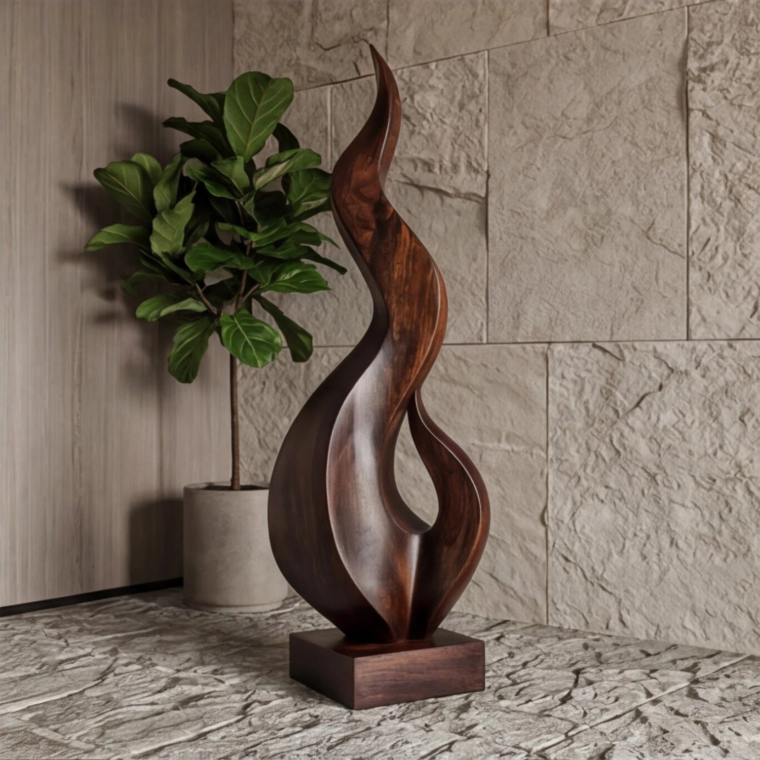 Large Wood Sculpture | Twin Flame