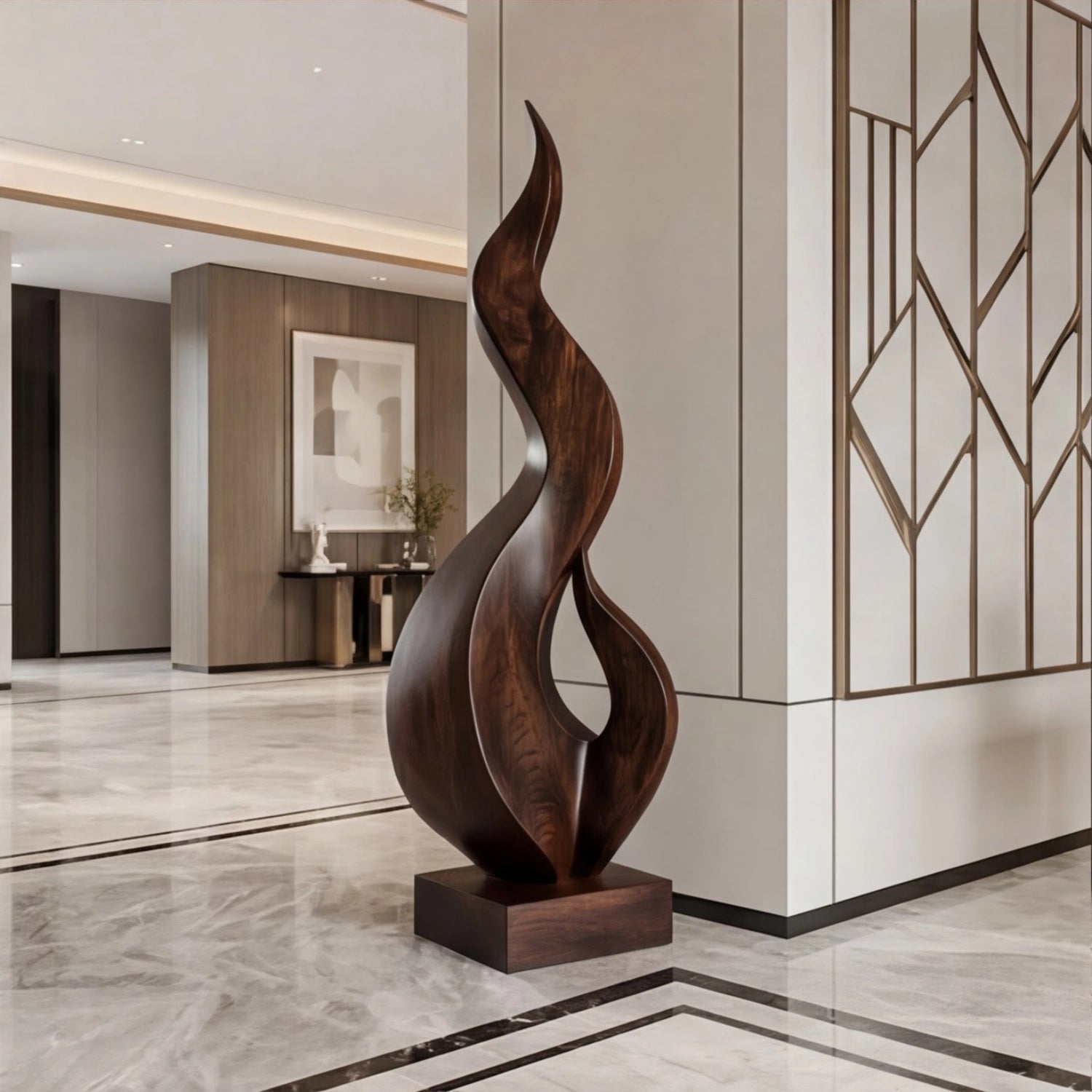 Large Wood Sculpture | Twin Flame