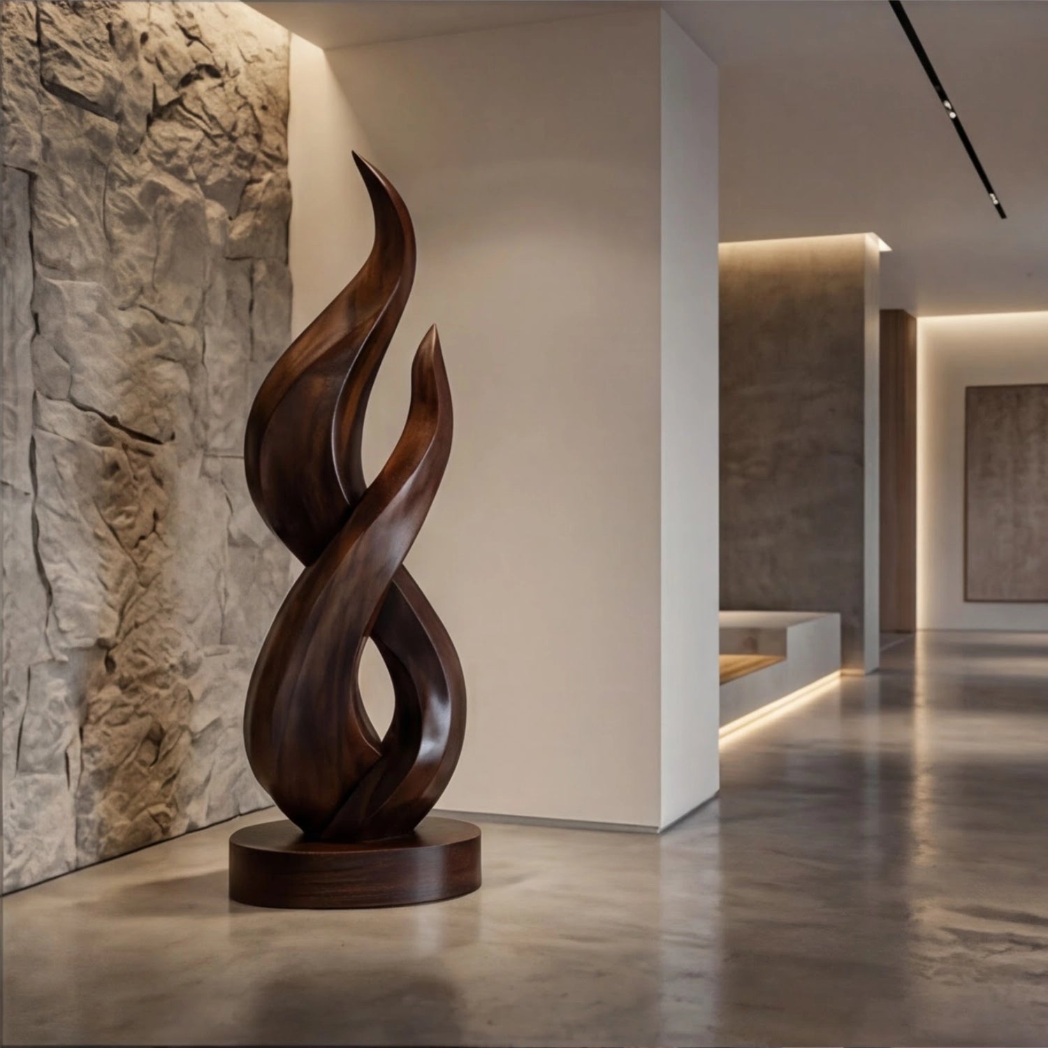 Large Wood Sculpture | Entwined Flames