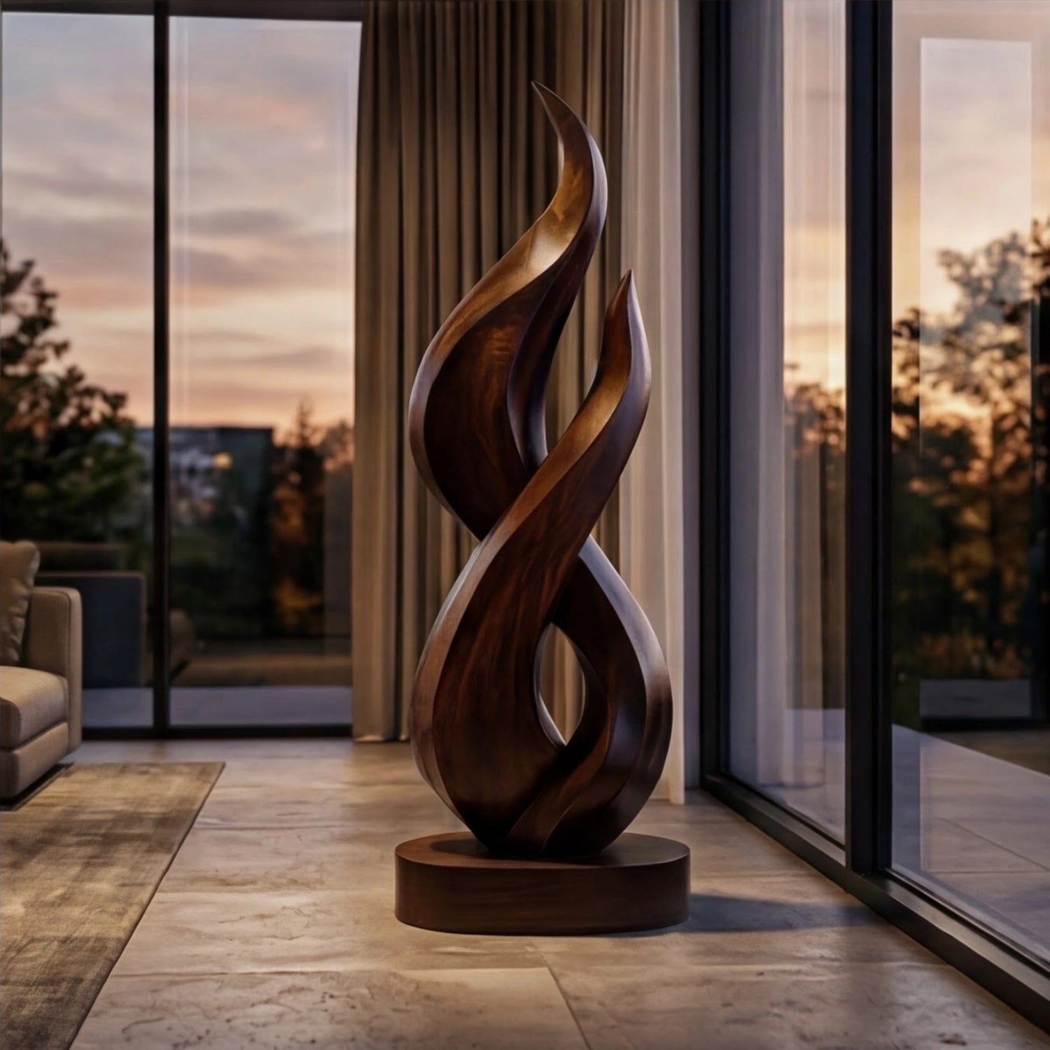 Large Wood Sculpture | Entwined Flames