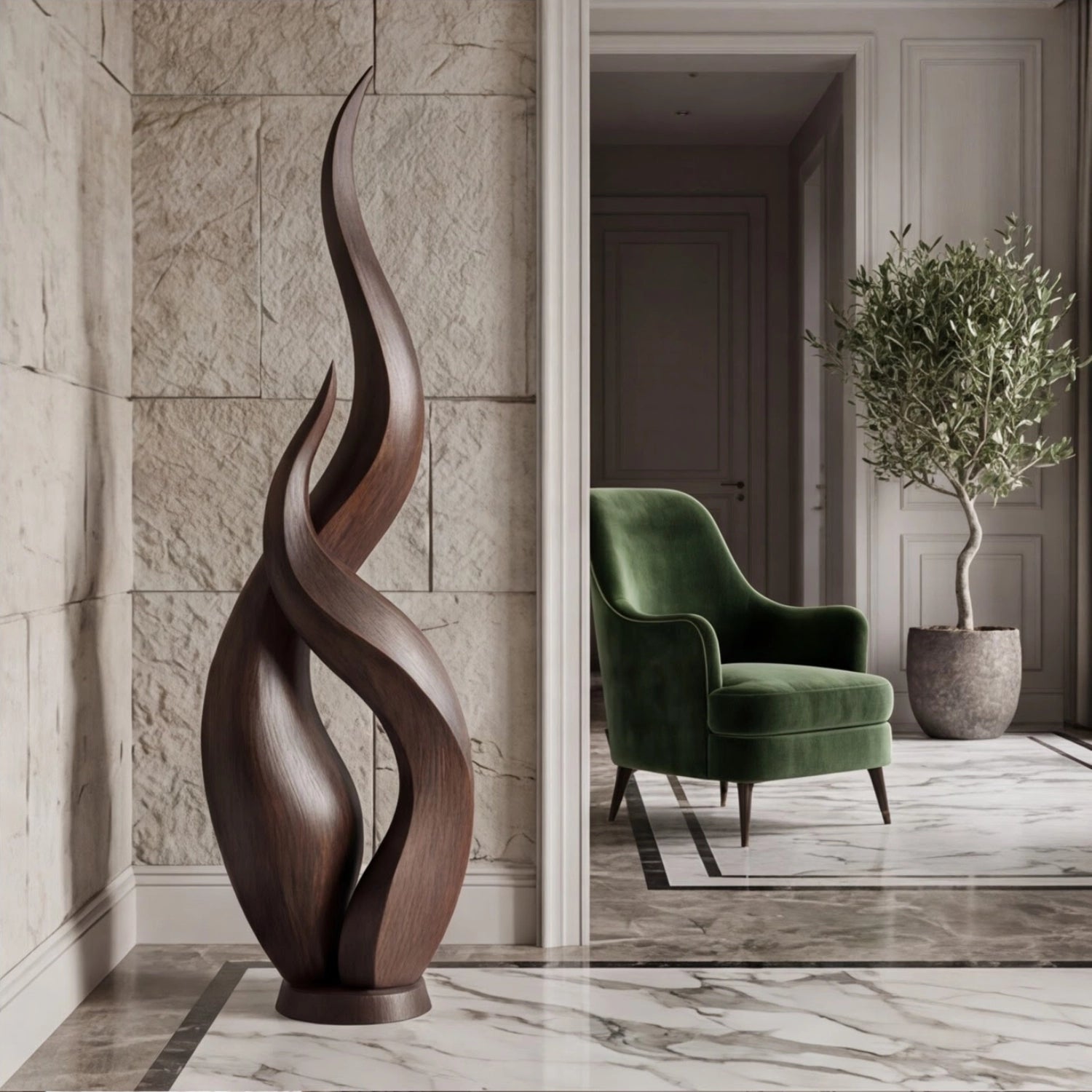 Large Wood Sculpture | Twin Flame Whisper