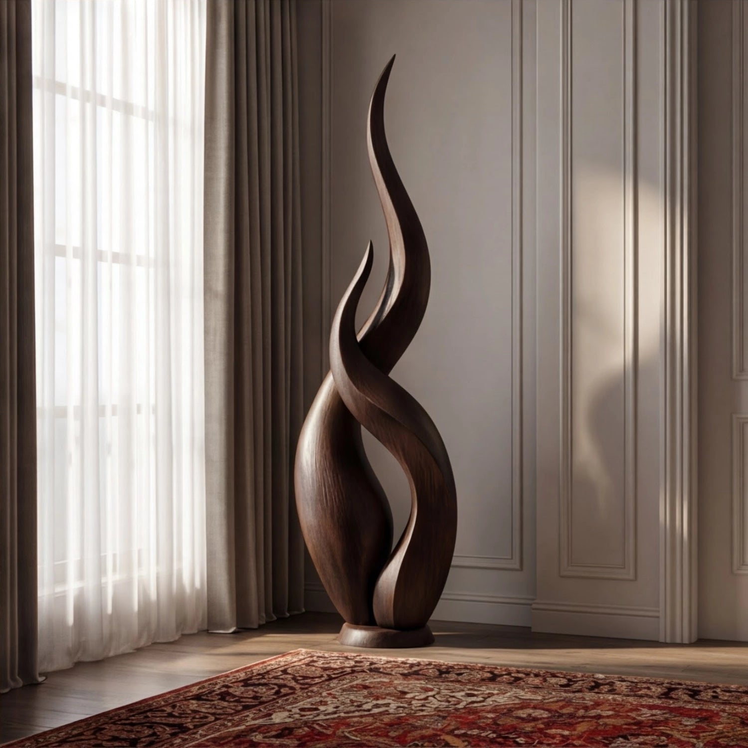 Large Wood Sculpture | Twin Flame Whisper