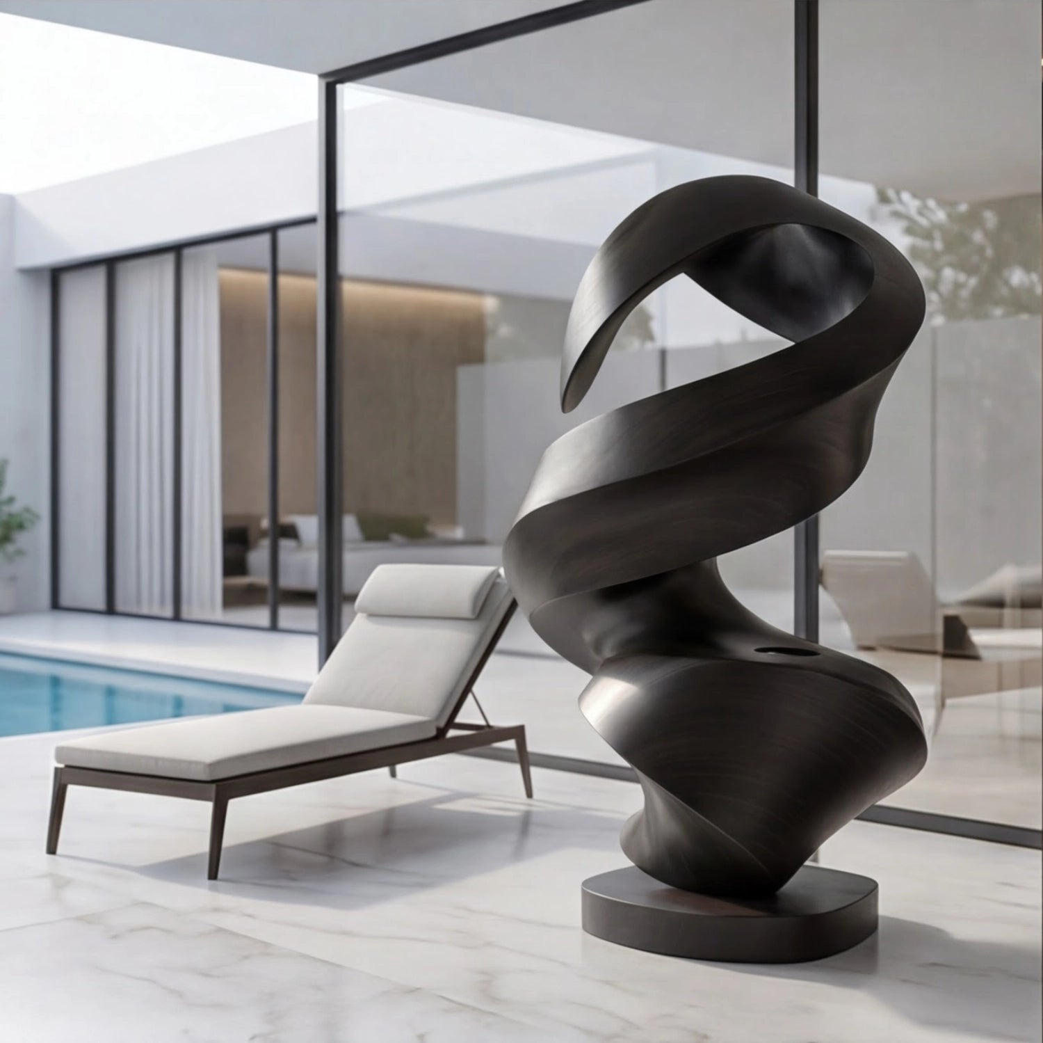 Large Wood Sculpture | Dark Helical Flow