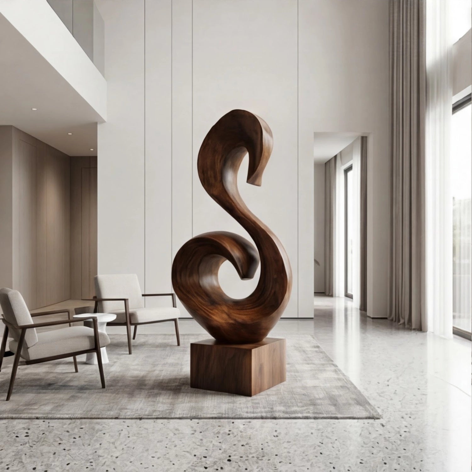 Large Wood Sculpture | Koru of the Swan