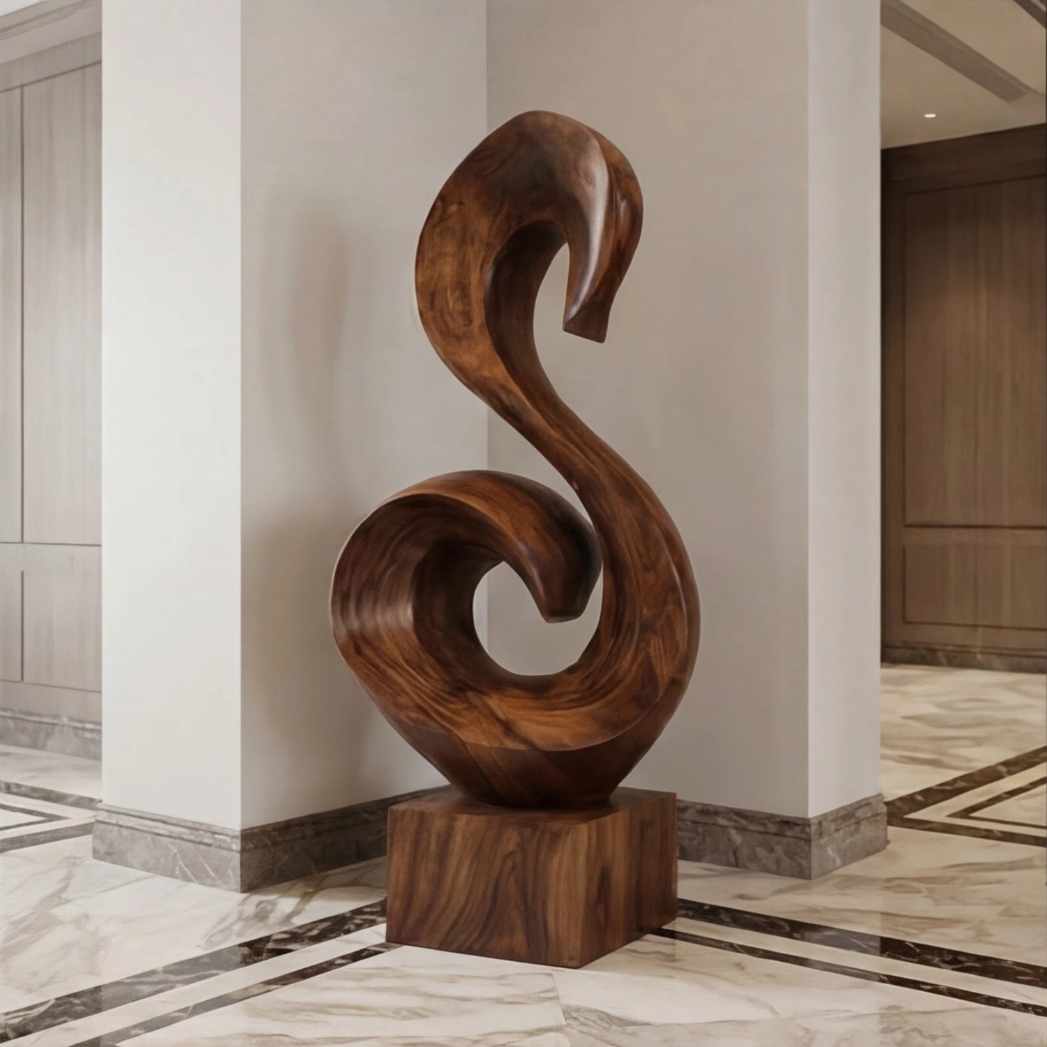 Large Wood Sculpture | Koru of the Swan