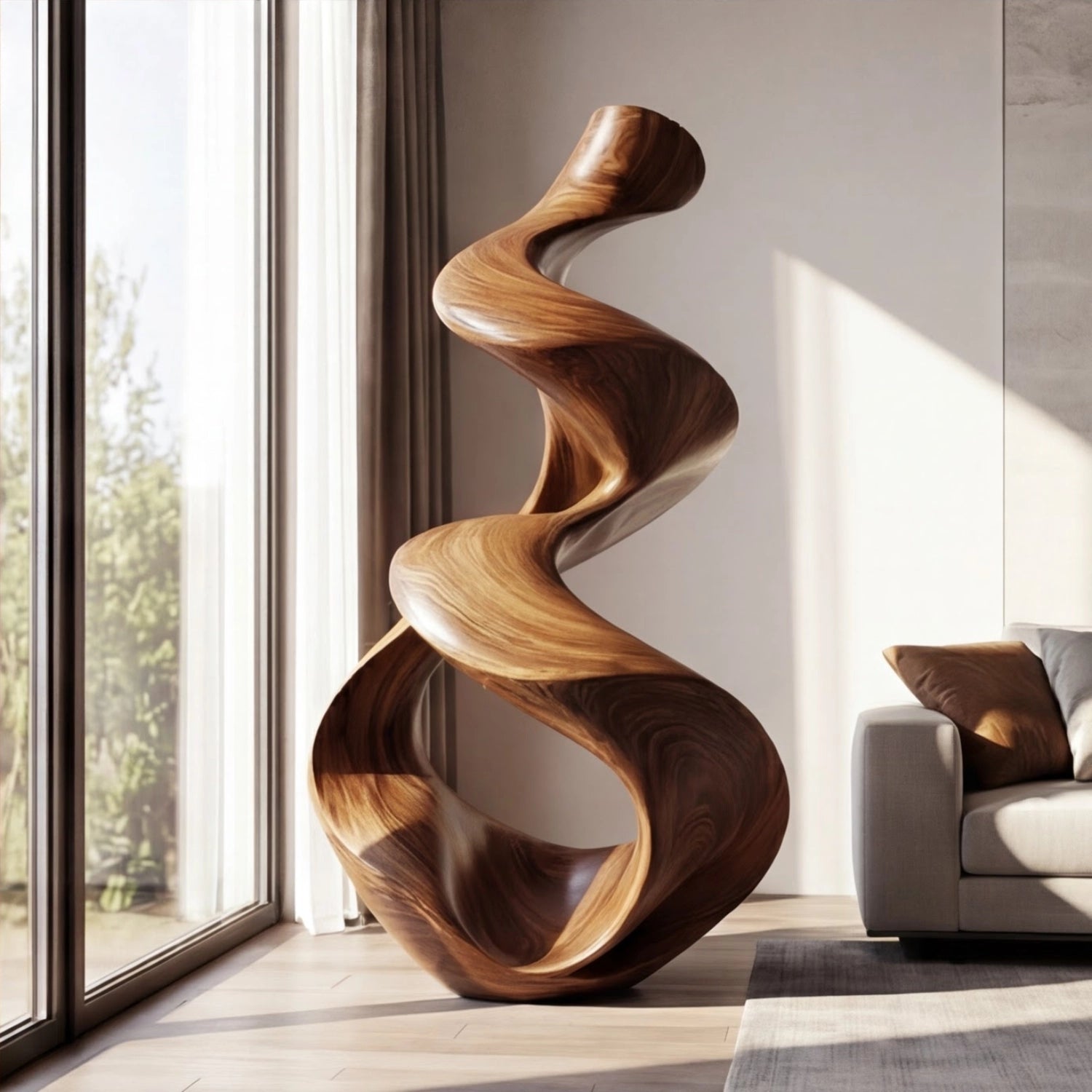 Large Wood Sculpture | Helical Serenity