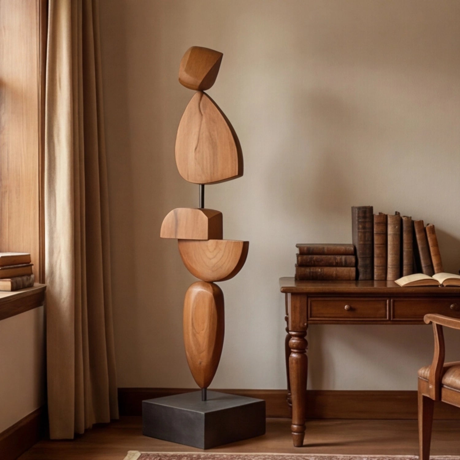 Large Wood Sculpture | Geometric Totem