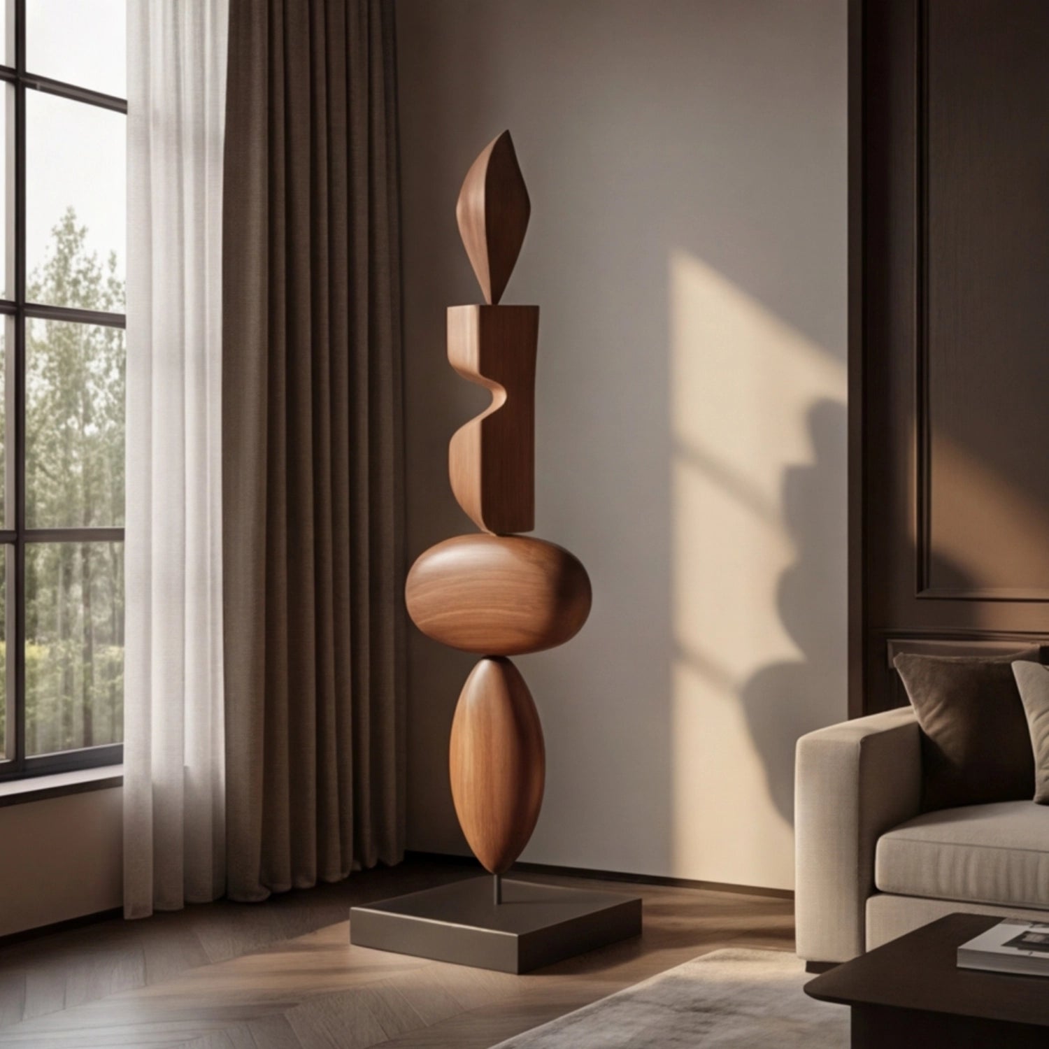 Large Wood Sculpture | Negative Space Totem