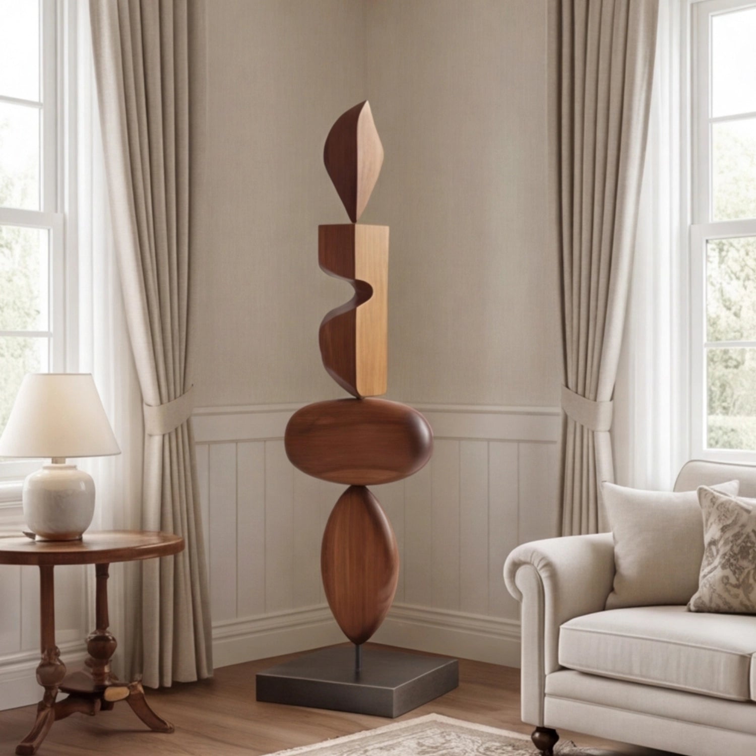 Large Wood Sculpture | Negative Space Totem