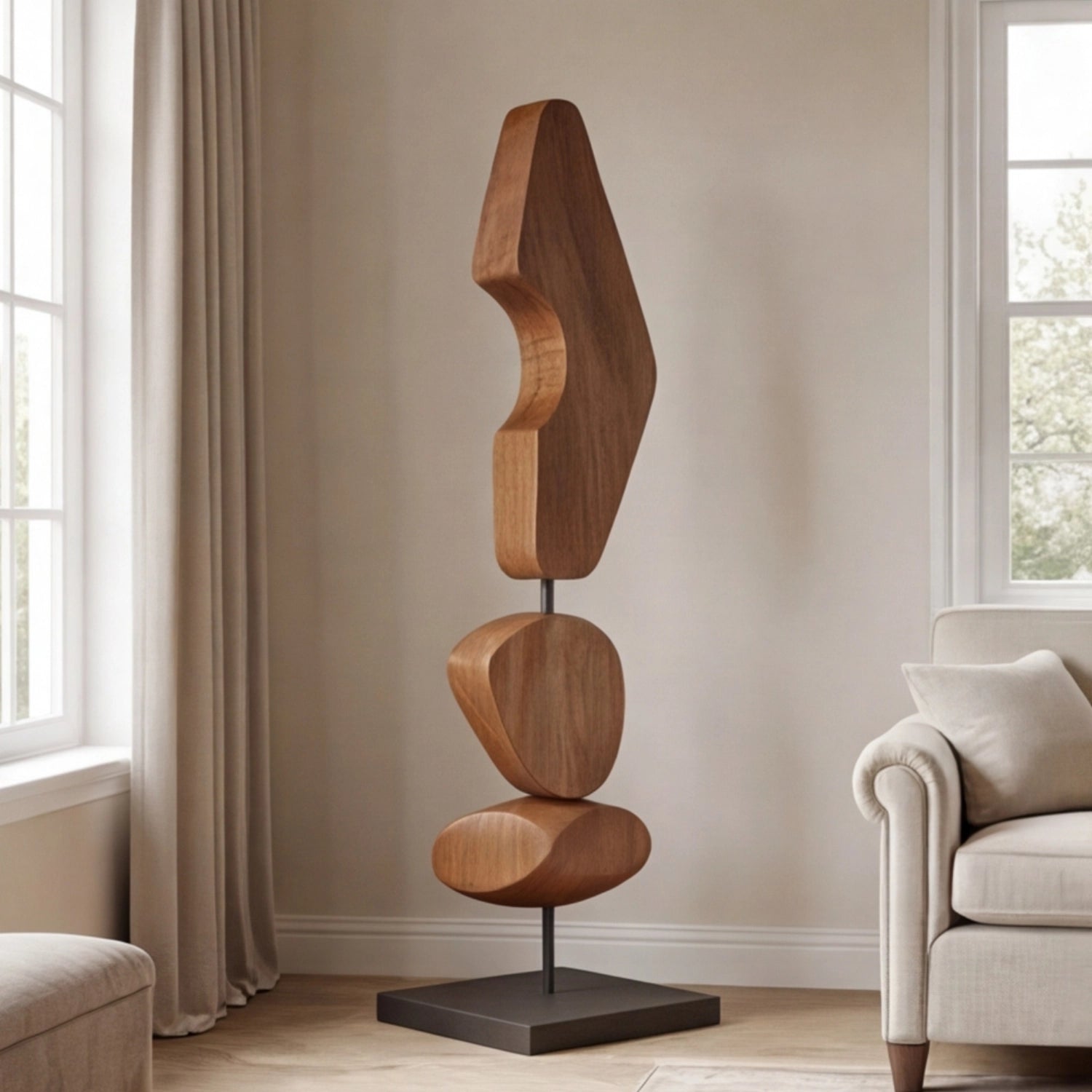 Large Wood Sculpture | Negative Form Totem