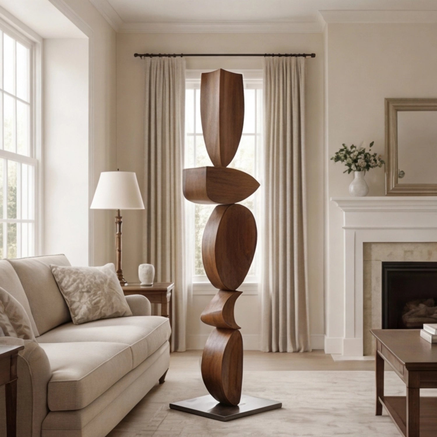 Large Wood Sculpture | Flowing Form Totem