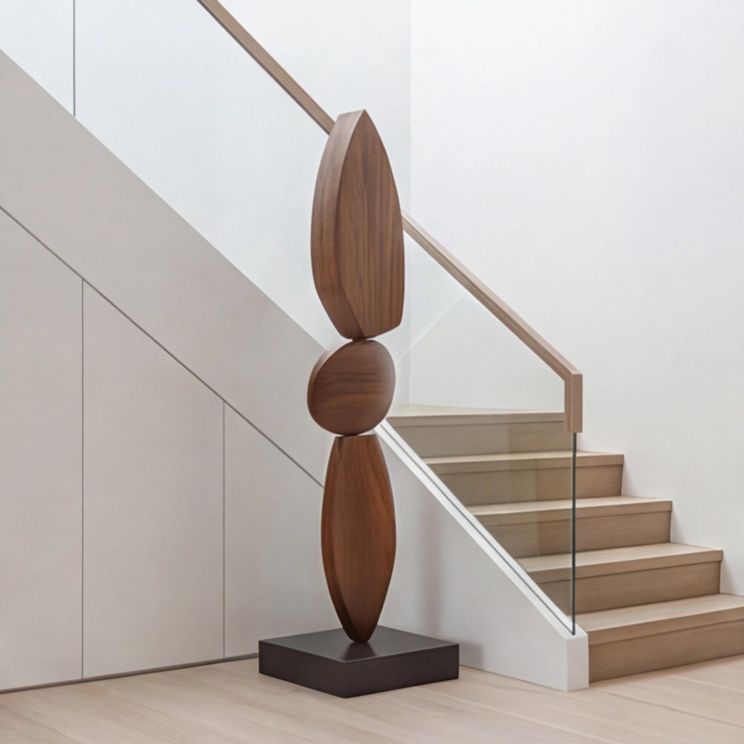 Large Wood Sculpture | Leaf Balance Totem
