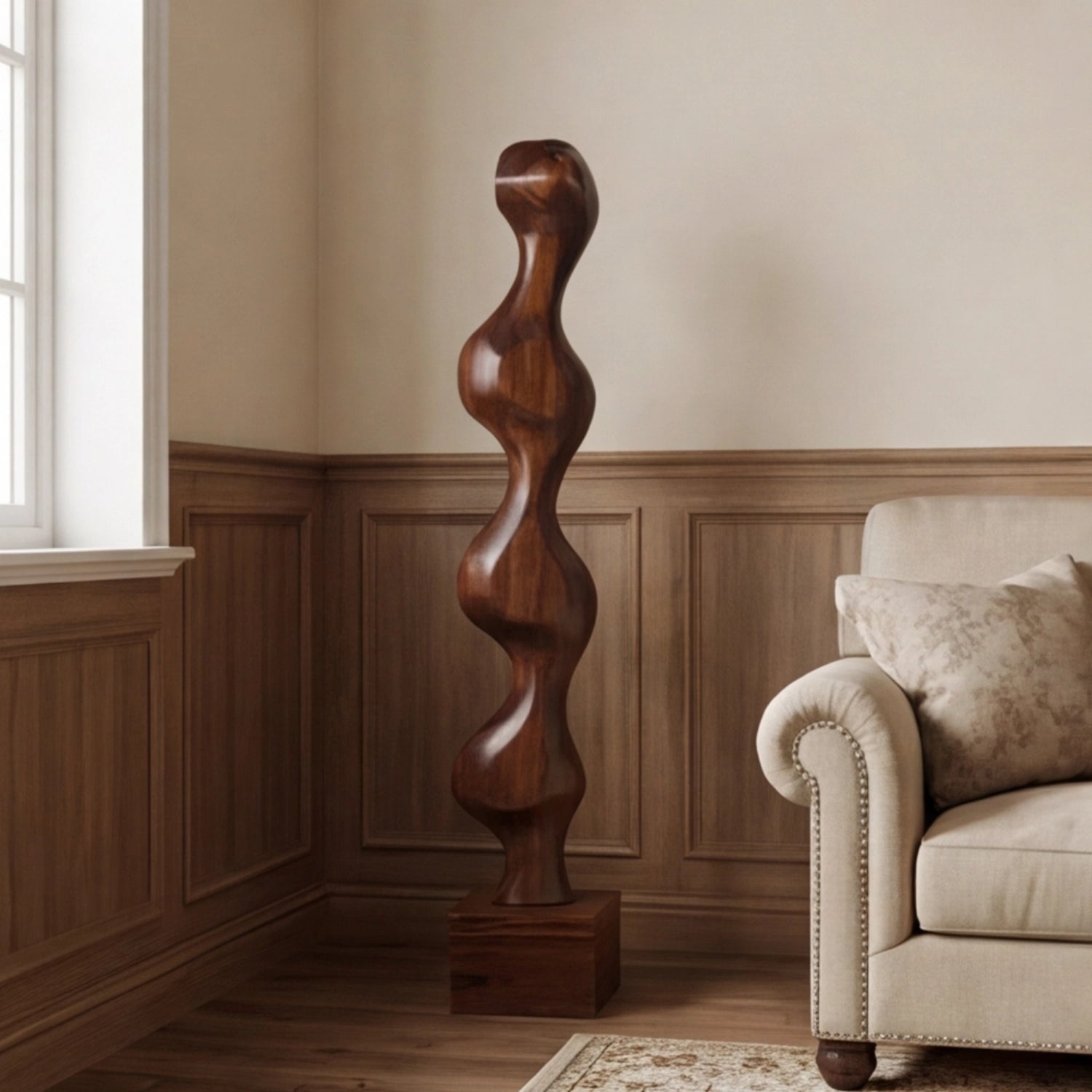 Large Wood Sculpture | Flowing Wave Form