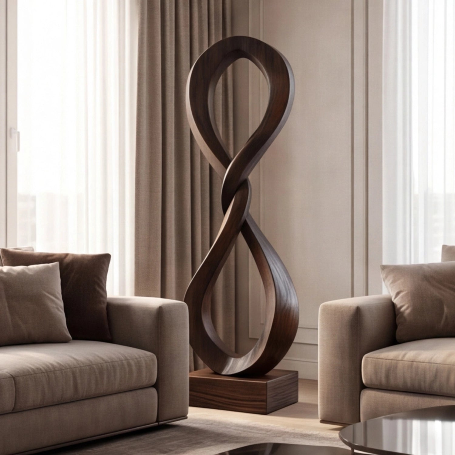 Large Wood Sculpture | Infinity Loop Form