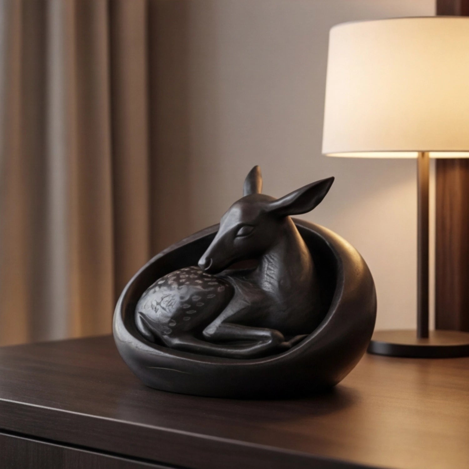 Wood Sculpture | Resting Deer Totem