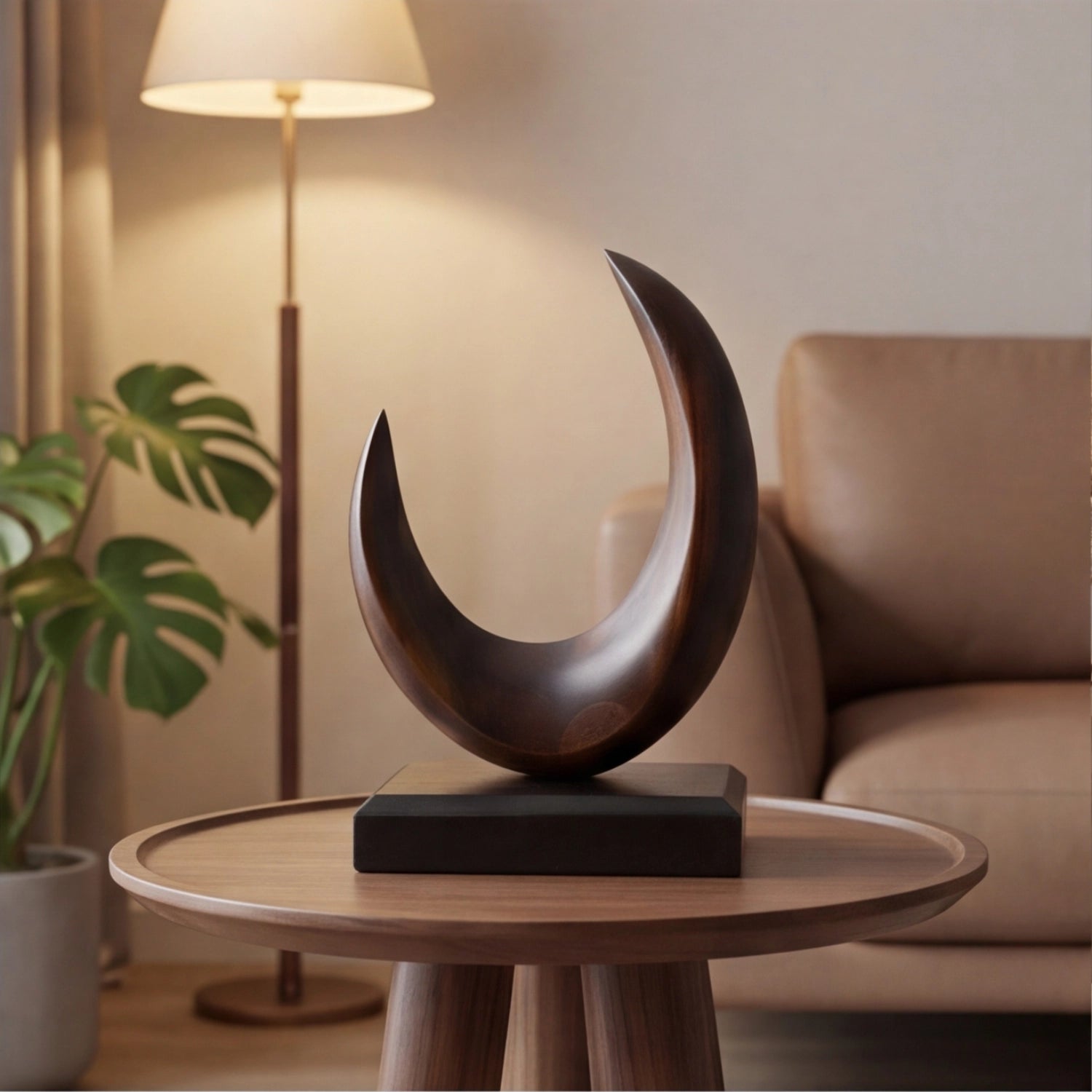 Wood Sculpture | Pointed Crescent Form