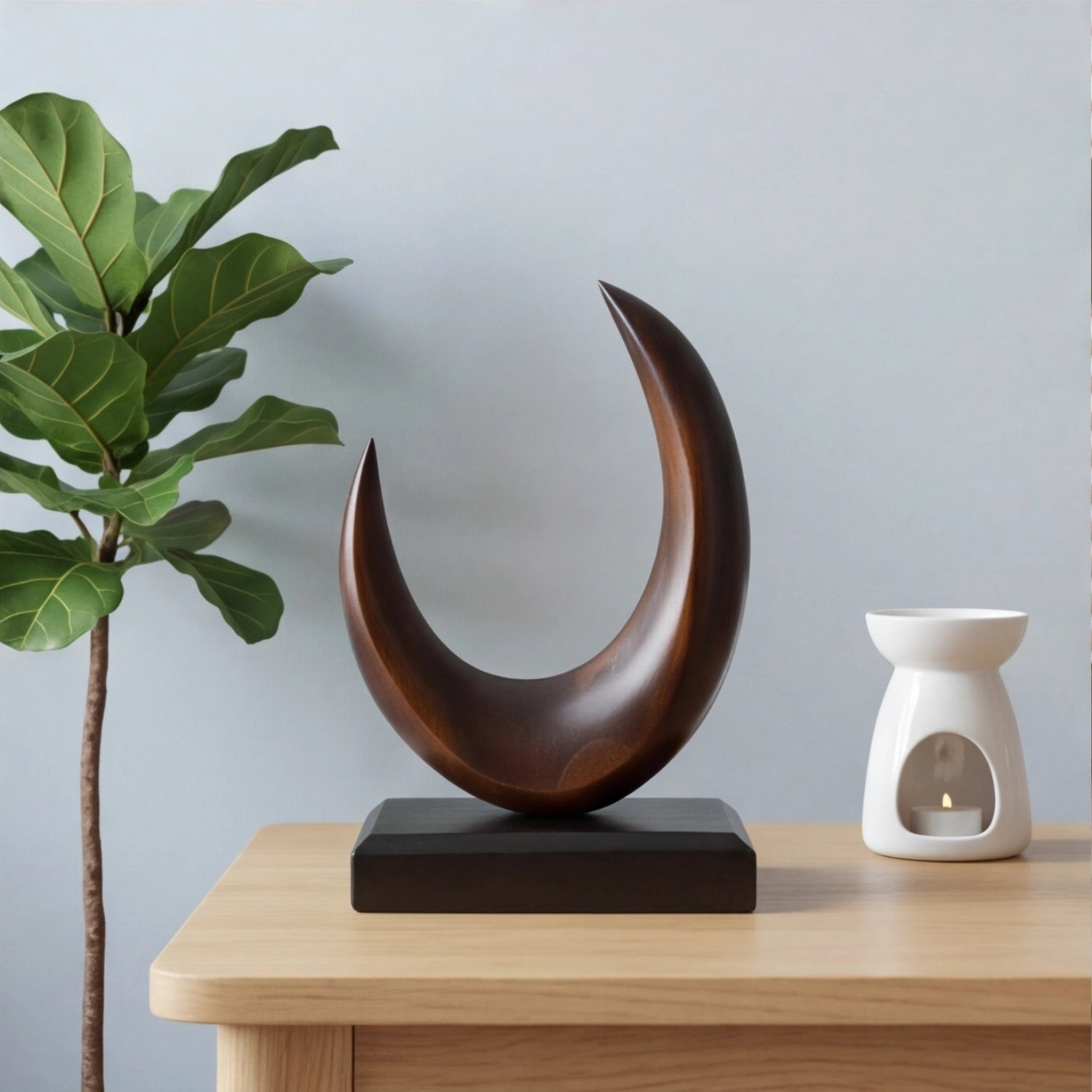 Wood Sculpture | Pointed Crescent Form