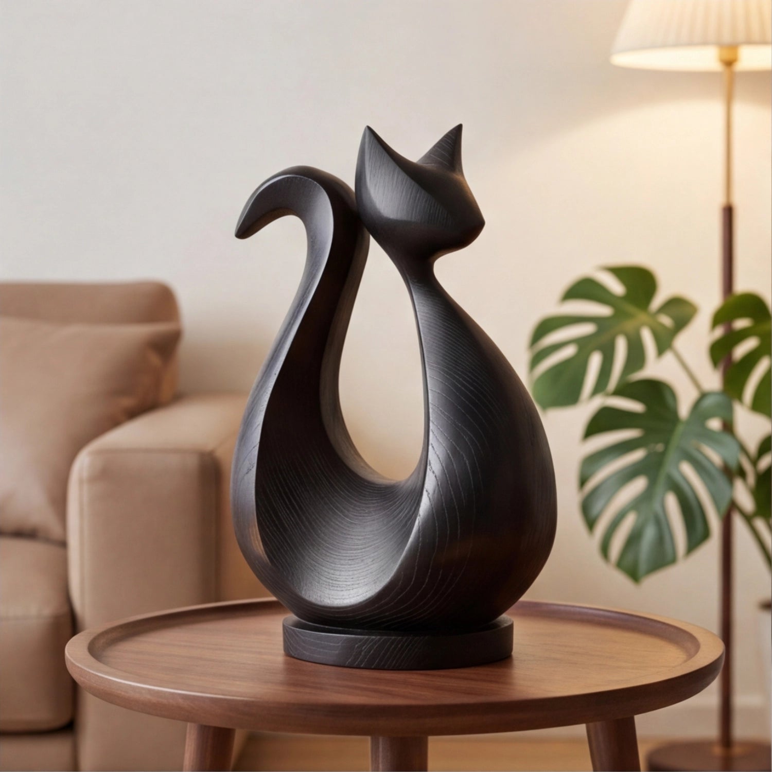 Wood Sculpture | Curved Cat