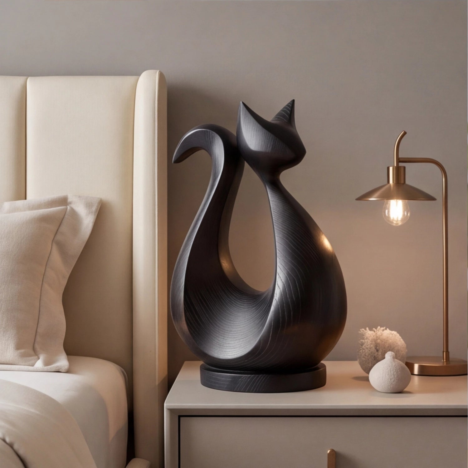 Wood Sculpture | Curved Cat