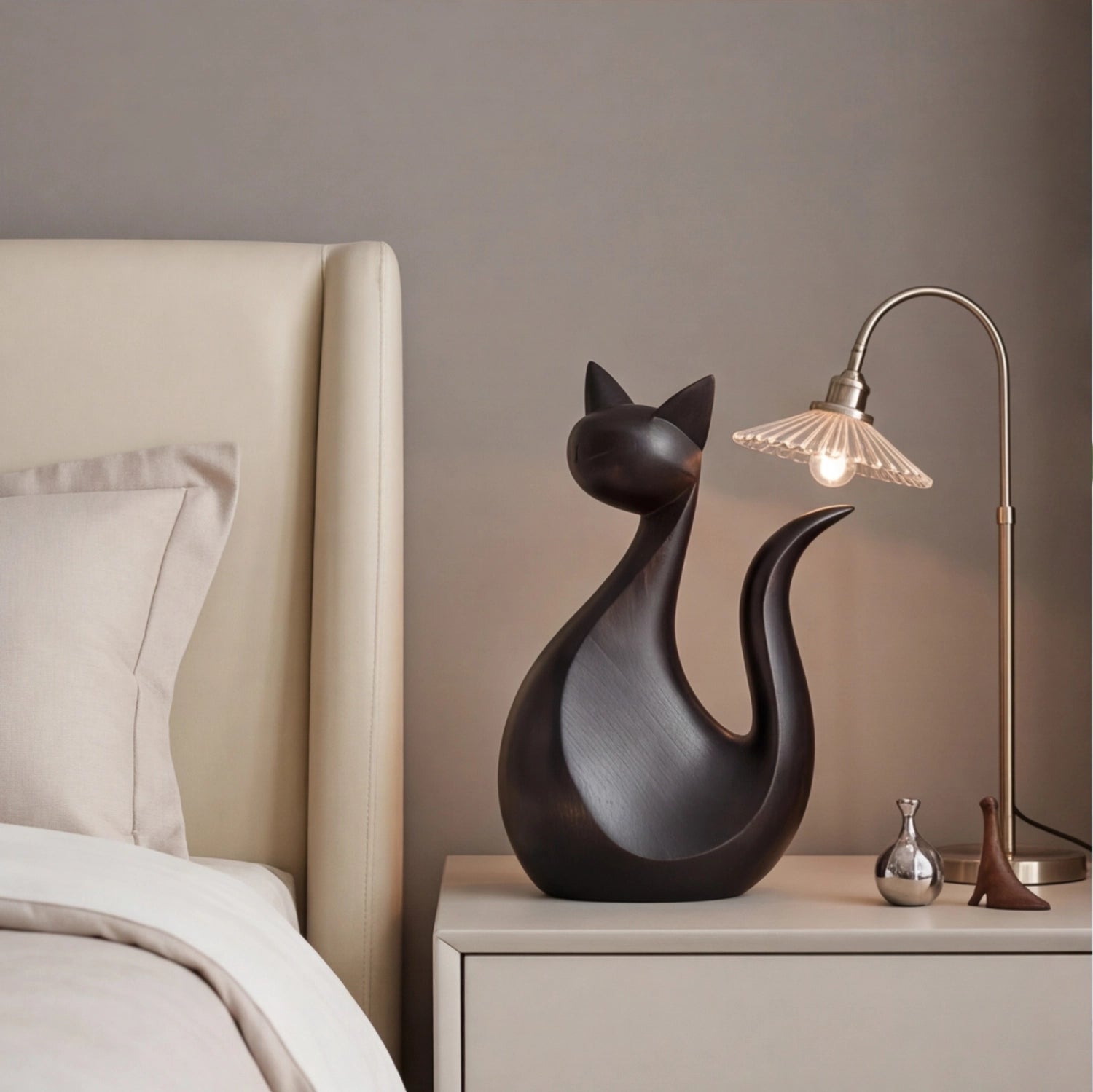 Wood Sculpture | Elegant Minimal Cat
