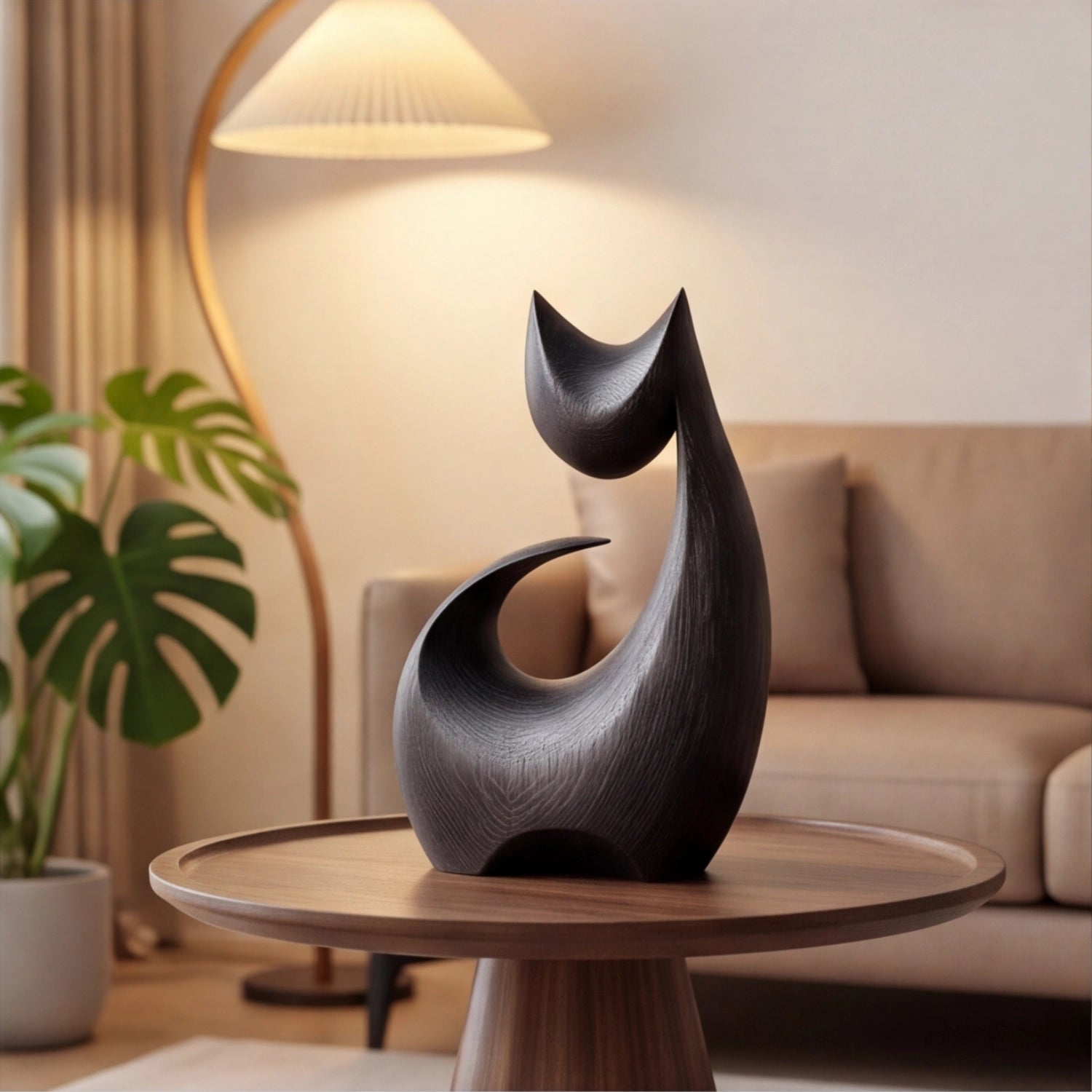Wood Sculpture | Geometric Minimal Cat