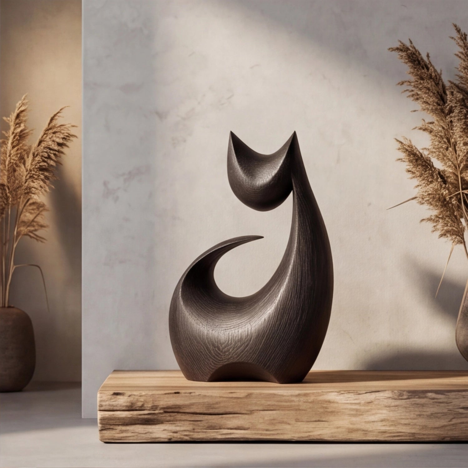 Wood Sculpture | Geometric Minimal Cat