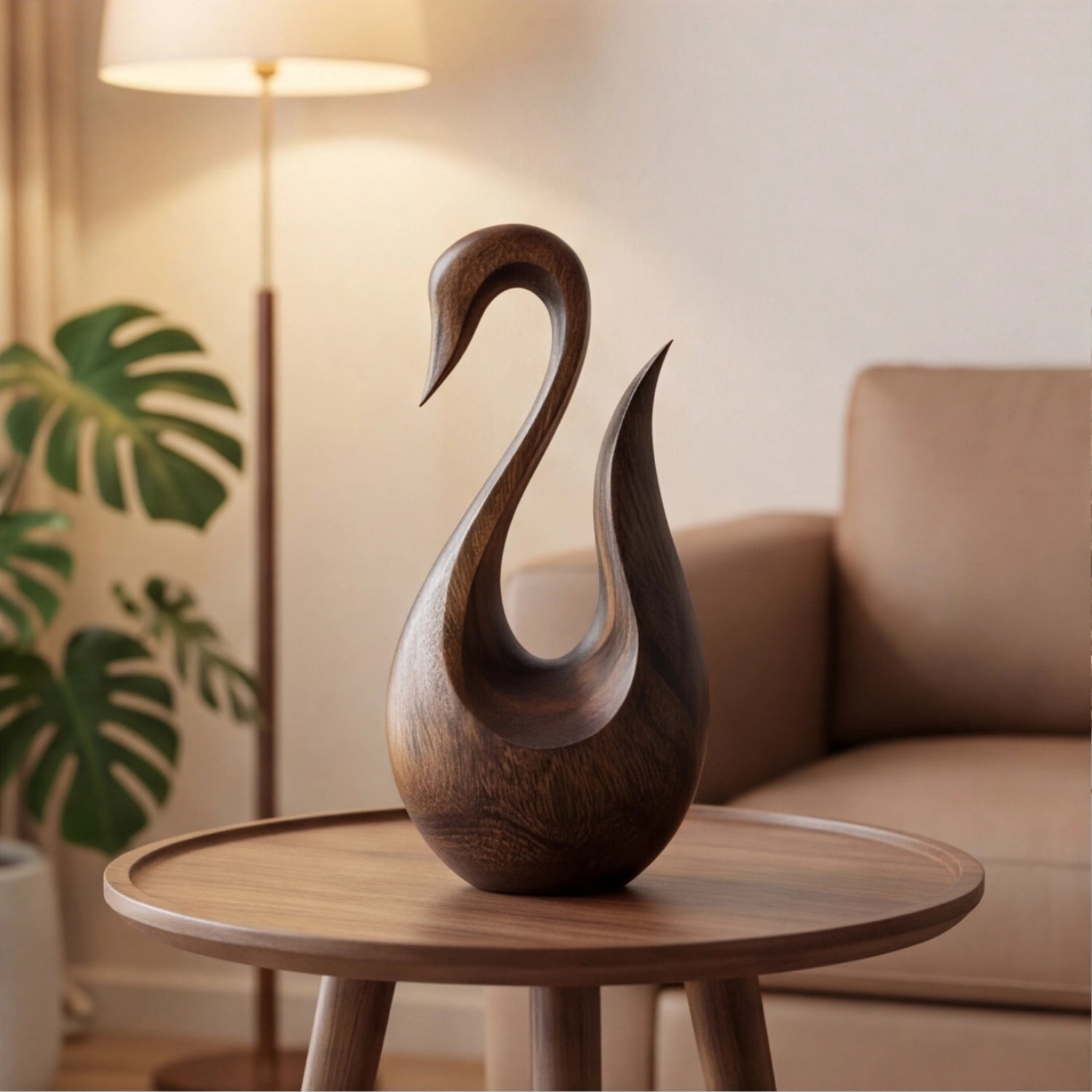 Wood Sculpture | Organic Curve Swan