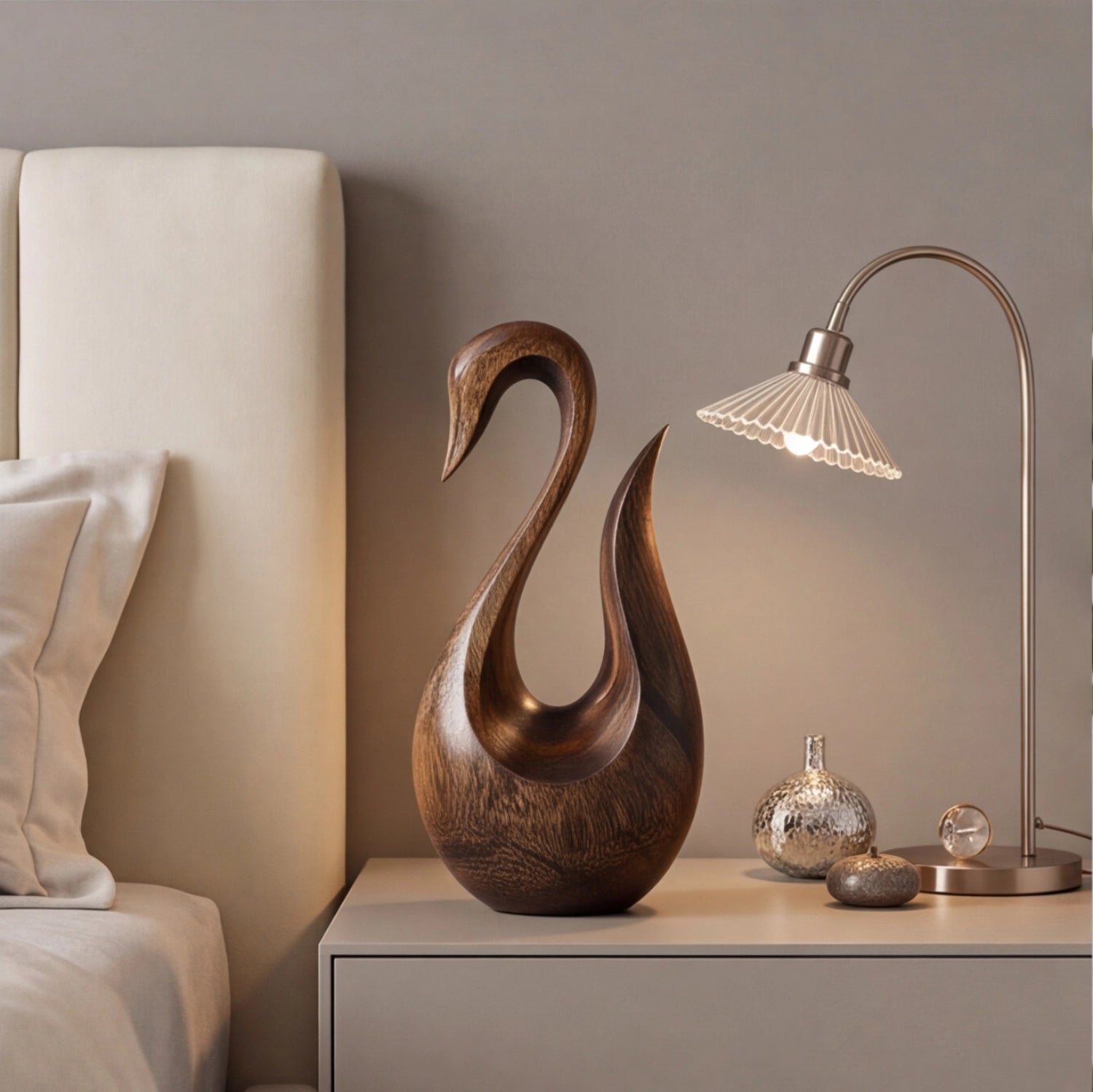 Wood Sculpture | Organic Curve Swan