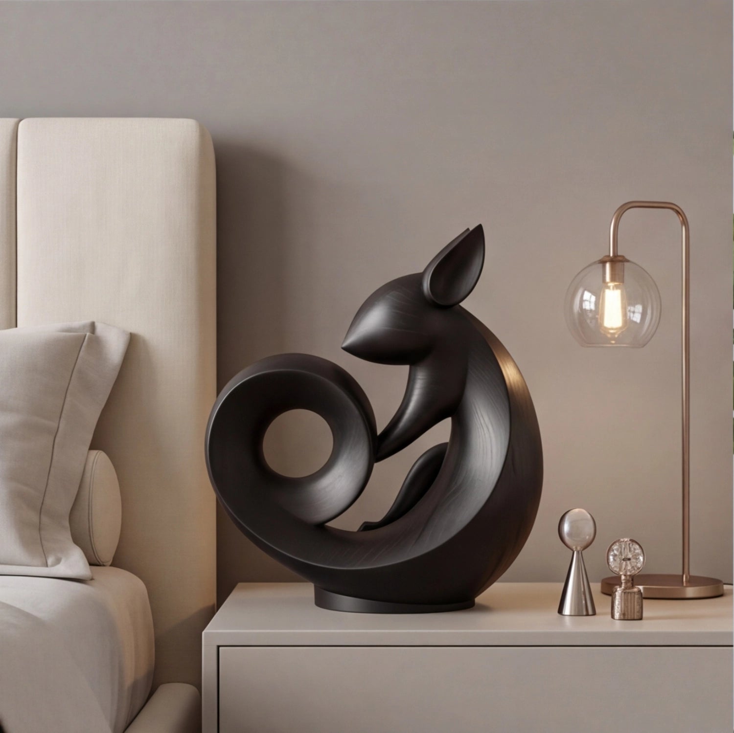 Wood Sculpture |  Tail Hug Squirrel