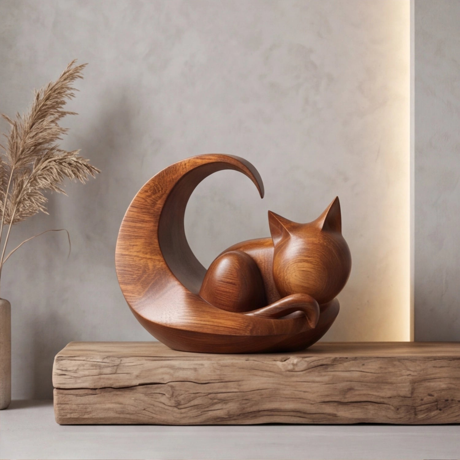 Wood Sculpture | Moon Cat