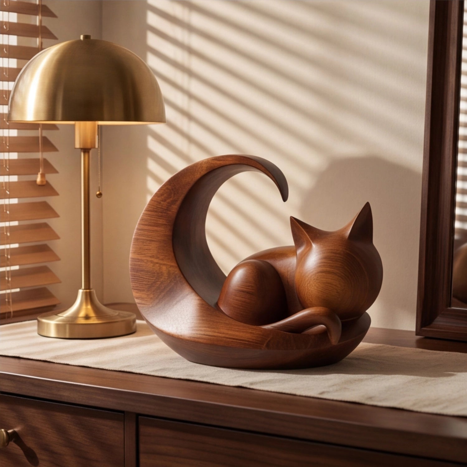Wood Sculpture | Moon Cat