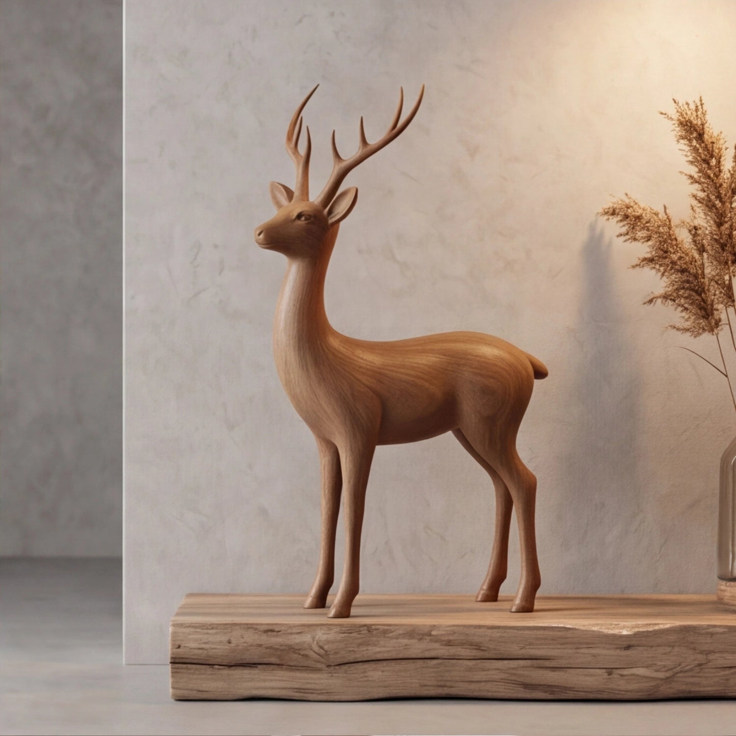 Wood Sculpture | Minimalist Standing Stag
