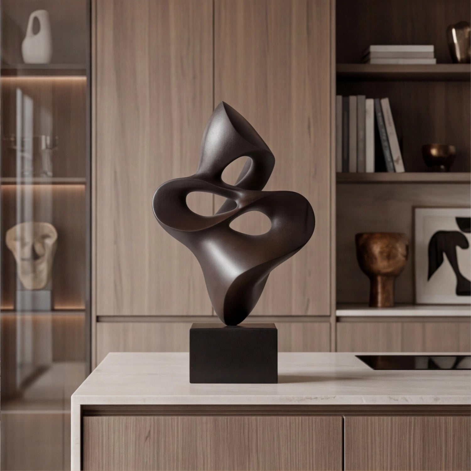 Wood Sculpture | Fluid Noir